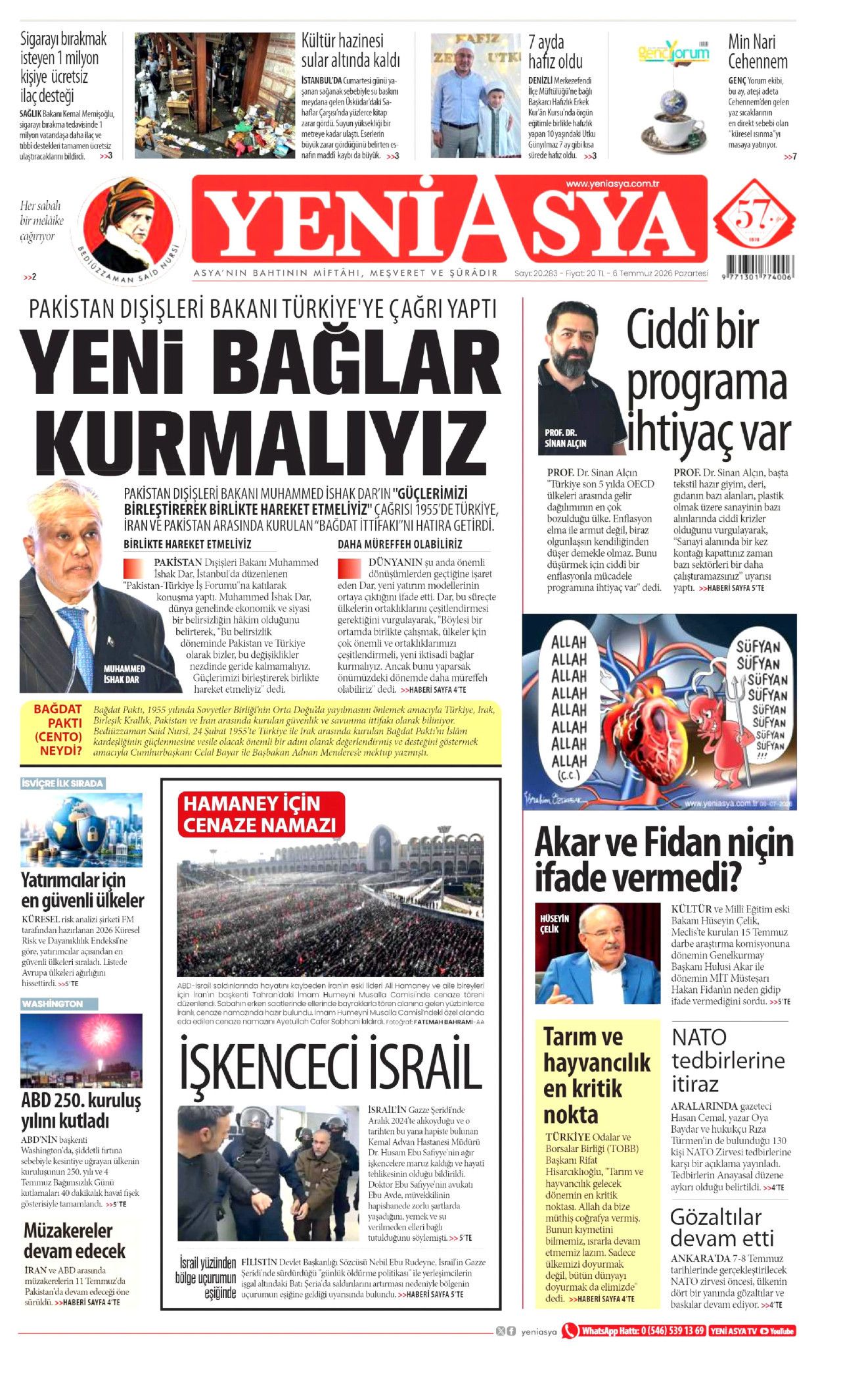 Yeni Asya Gazetesi Manşeti - 06.07.2026