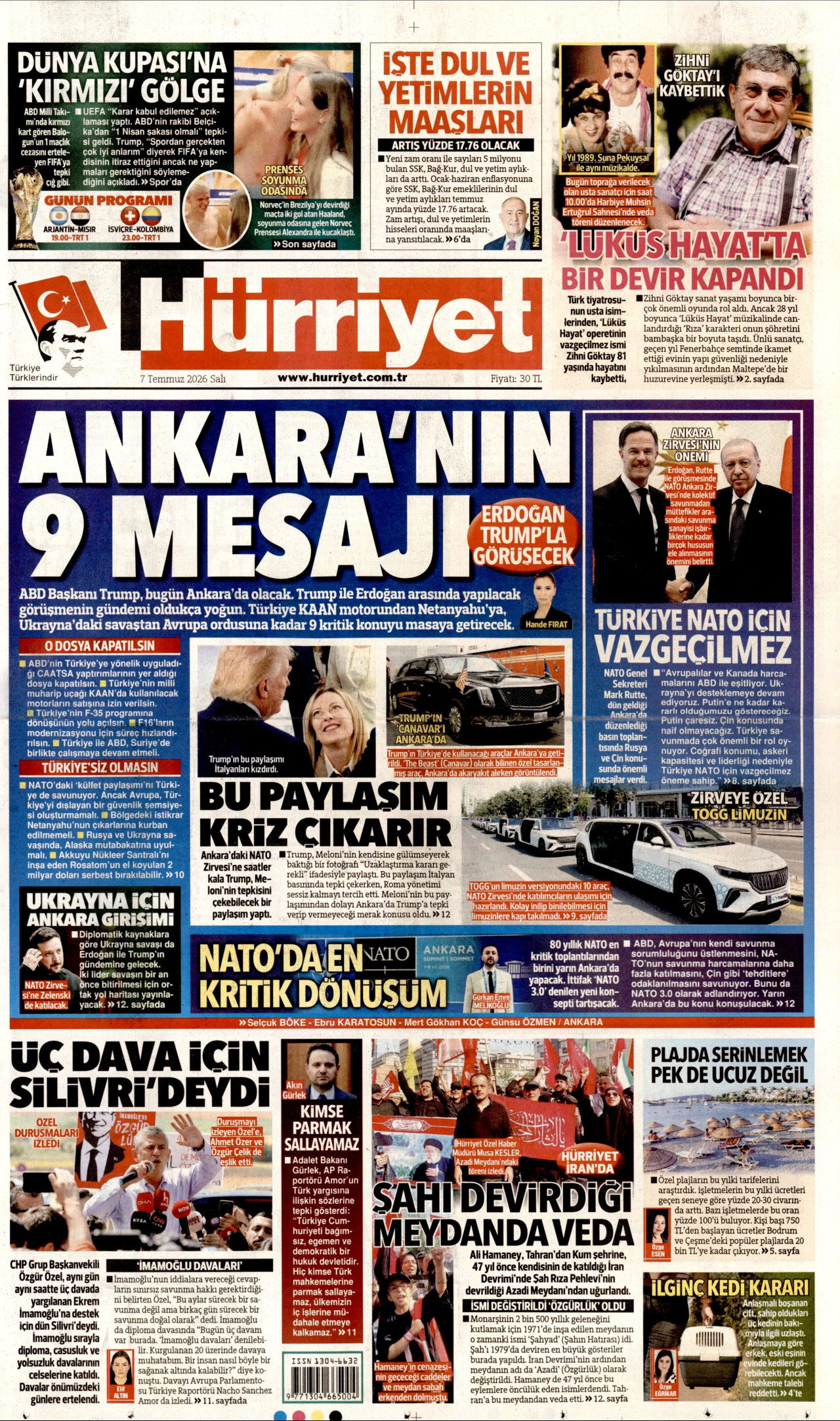 Hürriyet Gazetesi Manşeti - 07.07.2026