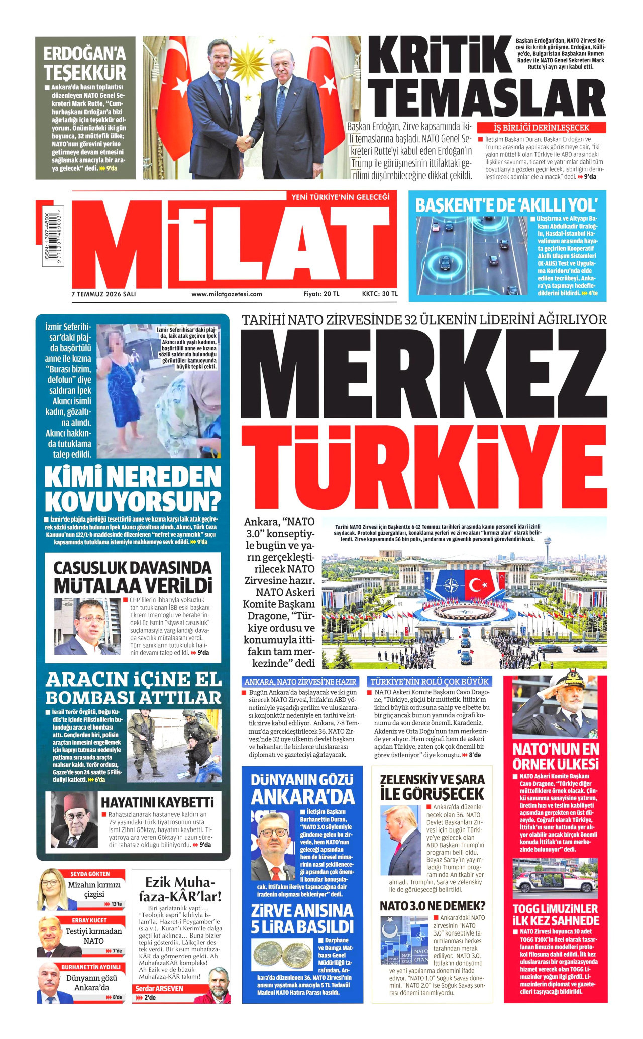 Milat Gazetesi Manşeti - 07.07.2026