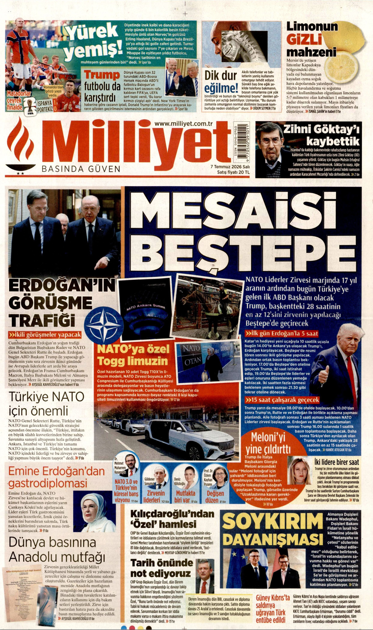 Milliyet Gazetesi Manşeti - 07.07.2026