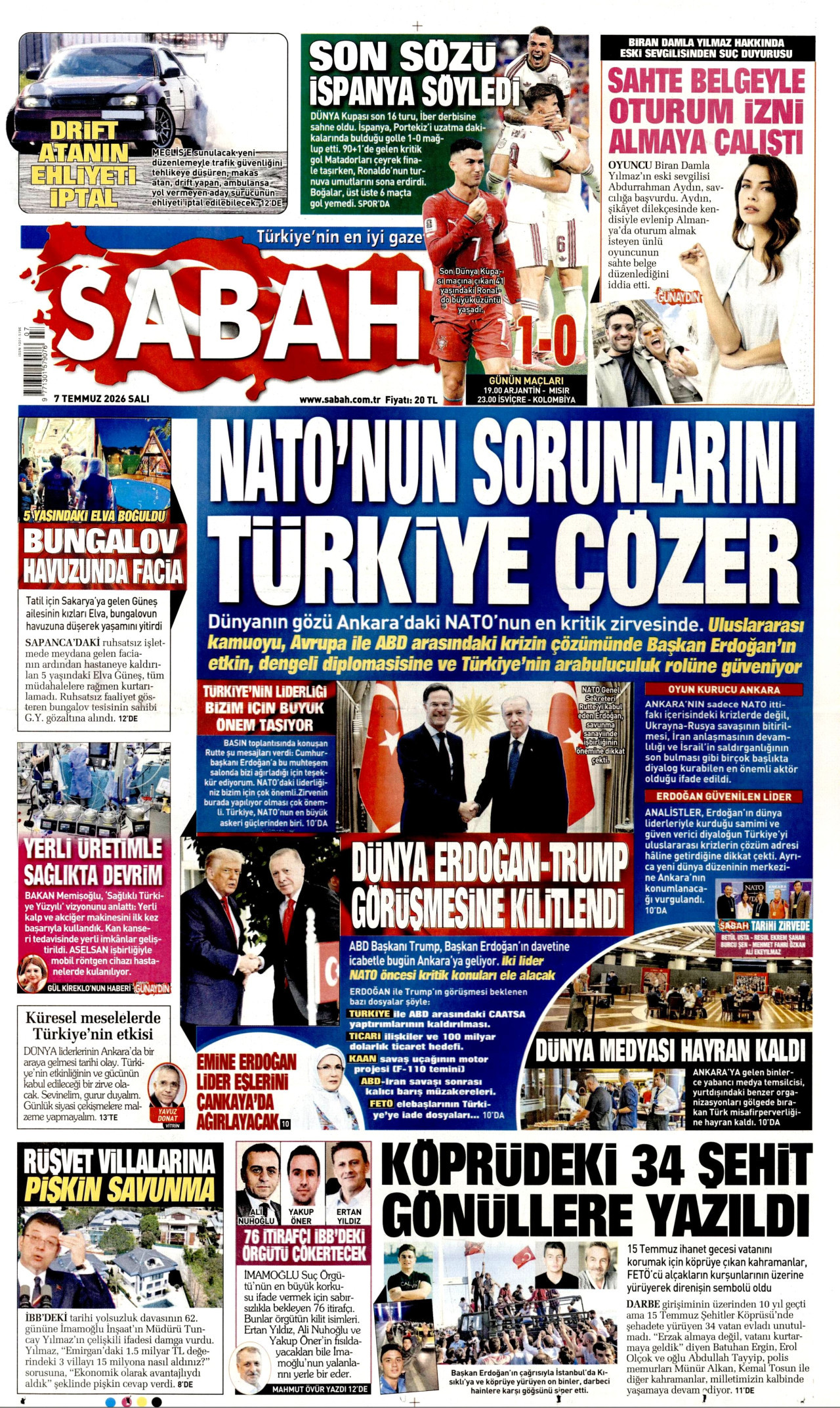 Sabah Gazetesi Manşeti - 07.07.2026