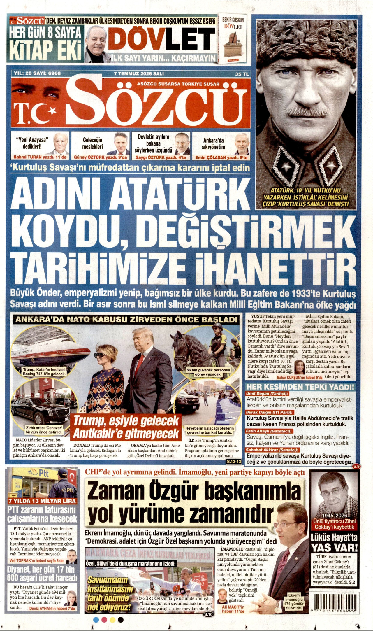 Sözcü Gazetesi Manşeti - 07.07.2026
