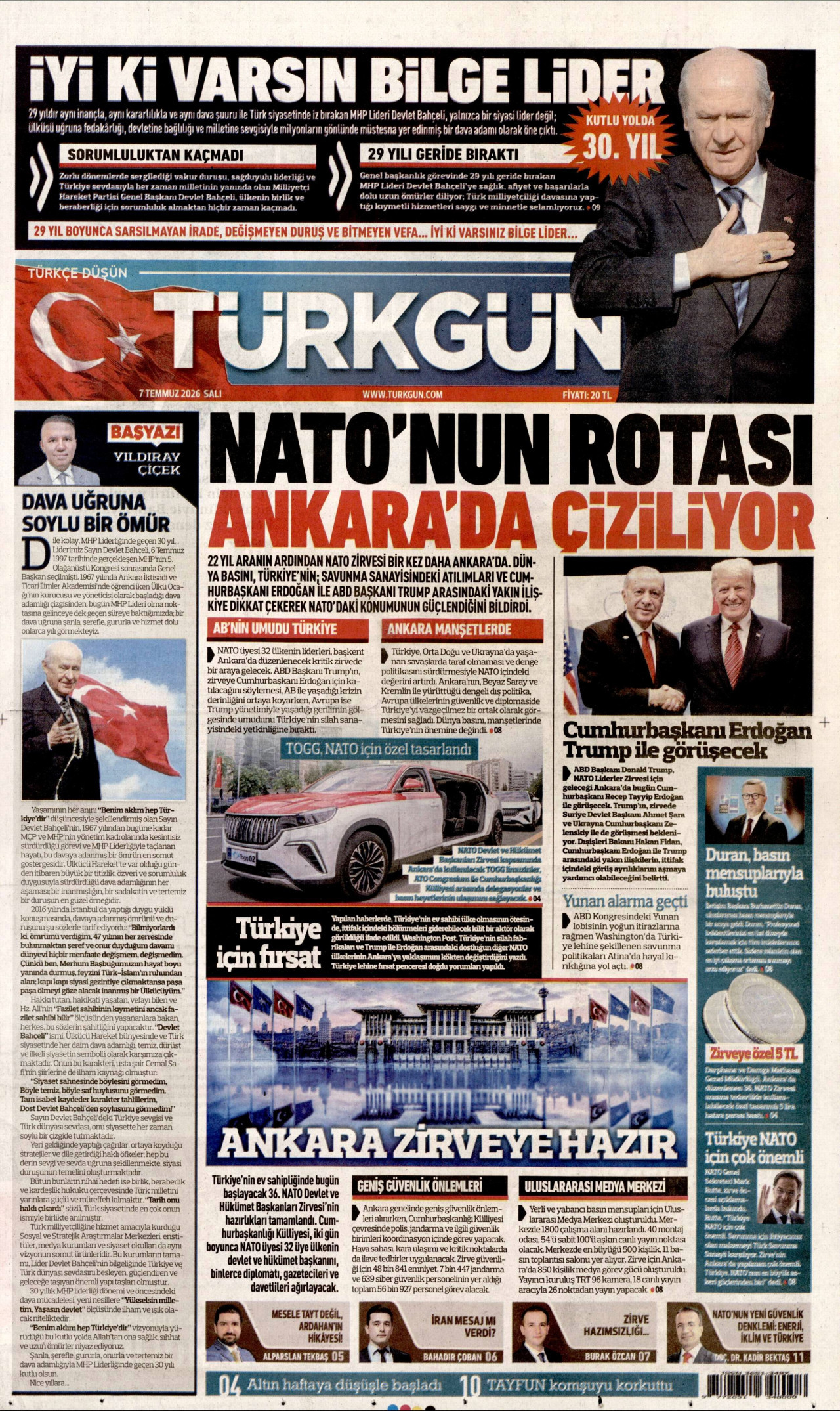 Türkgün Gazetesi Manşeti - 07.07.2026