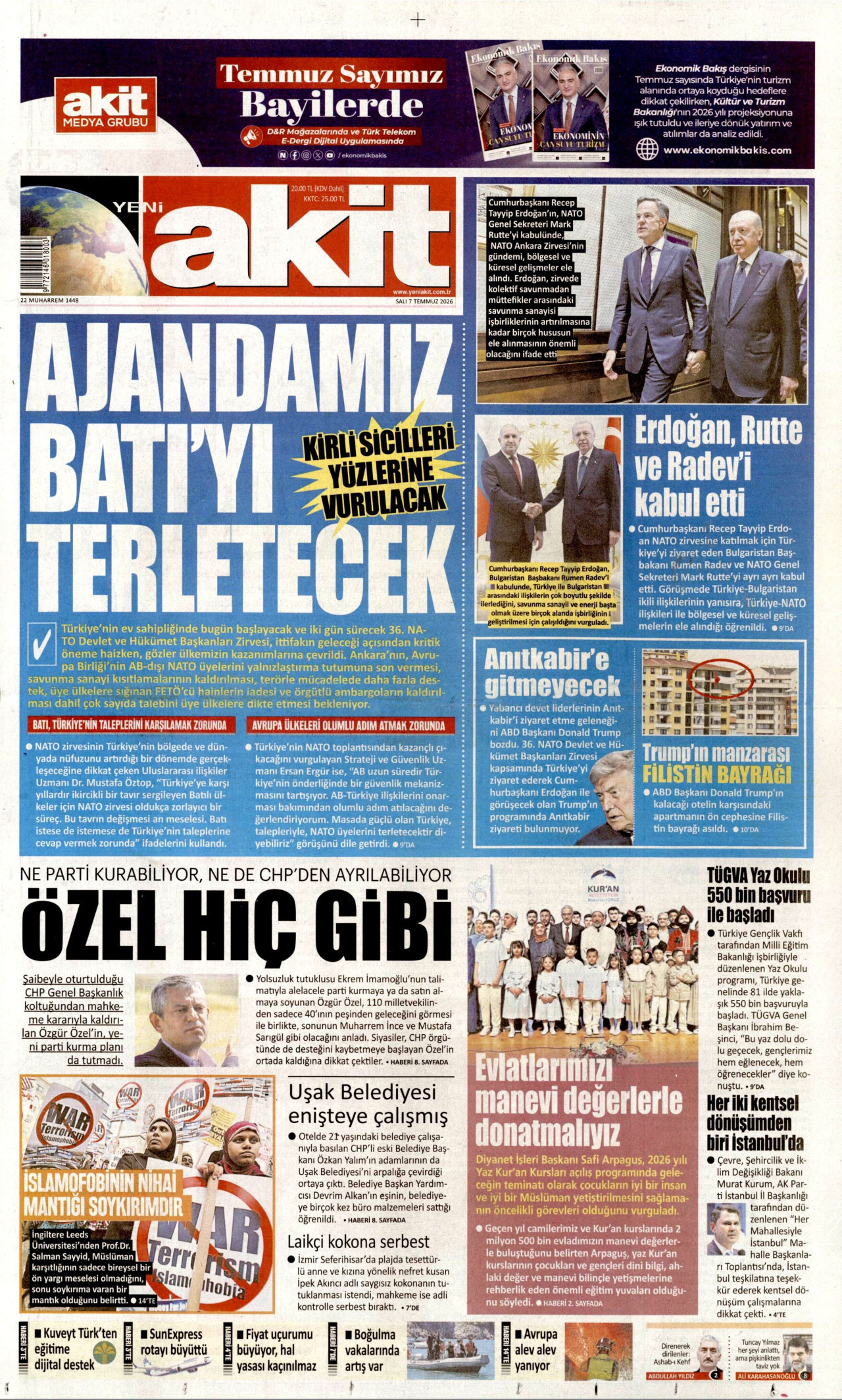 Yeni Akit Gazetesi Manşeti - 07.07.2026