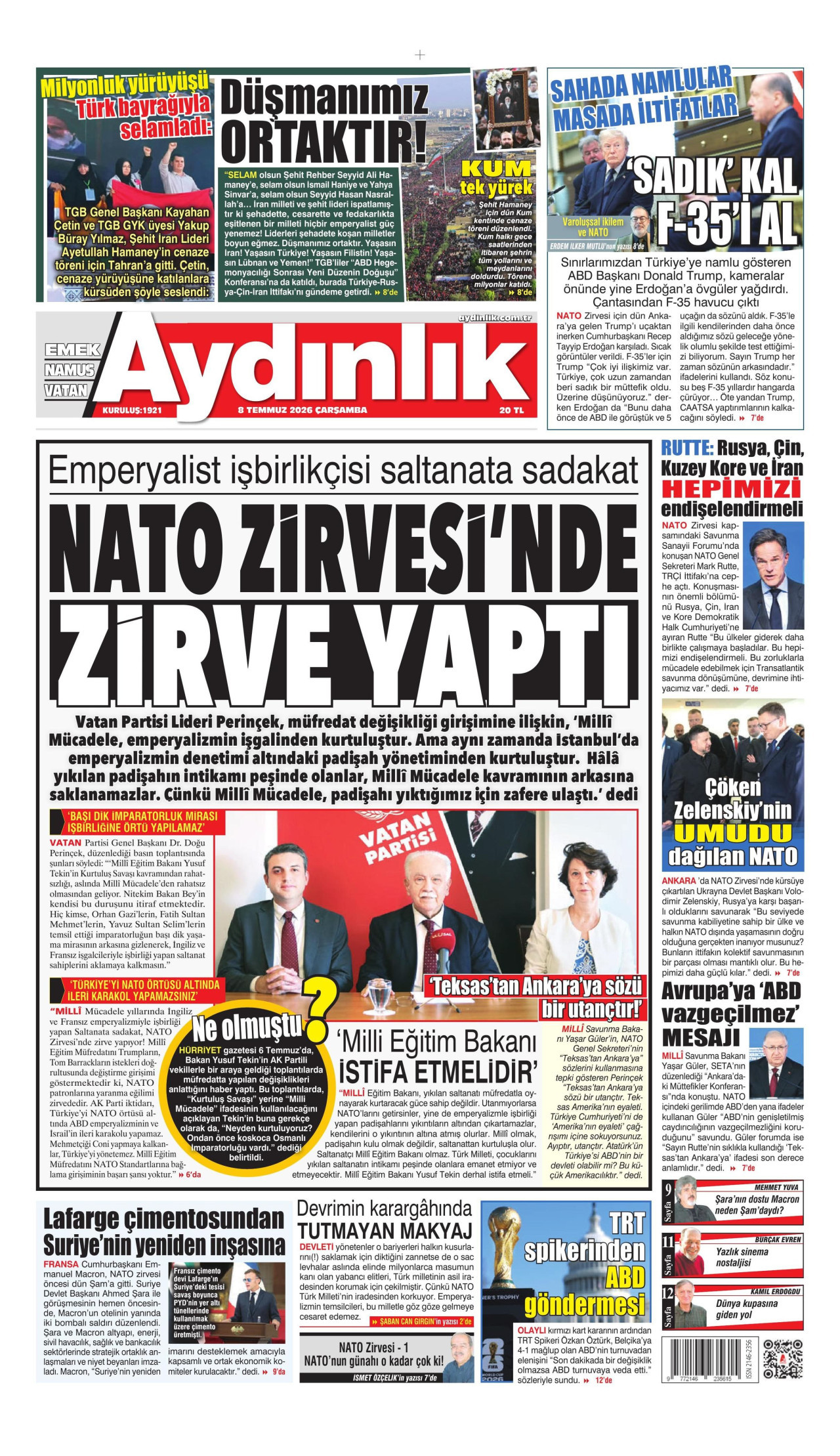 Aydınlık Gazetesi Manşet