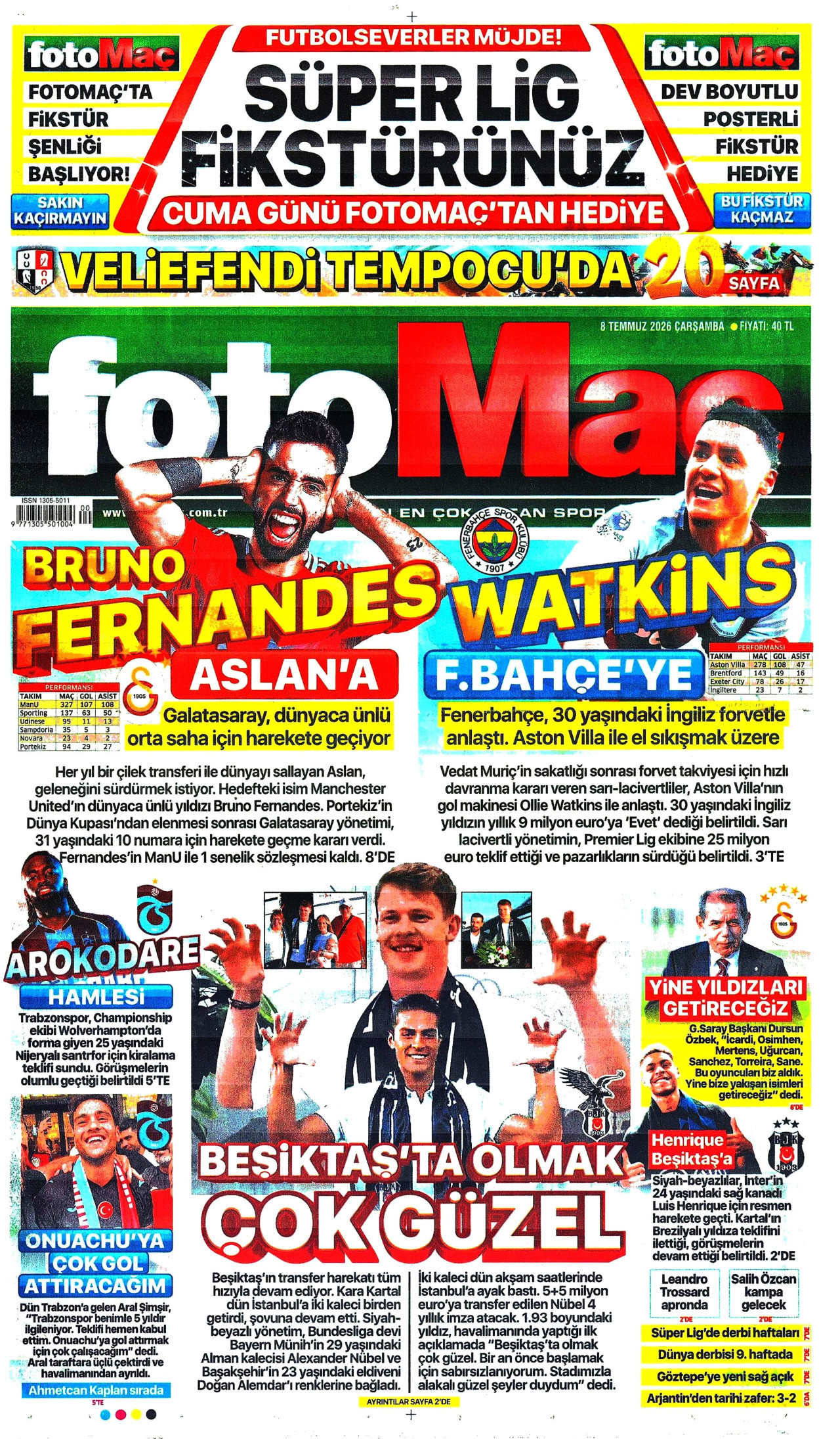 Fotomaç Gazetesi Manşeti - 08.07.2026