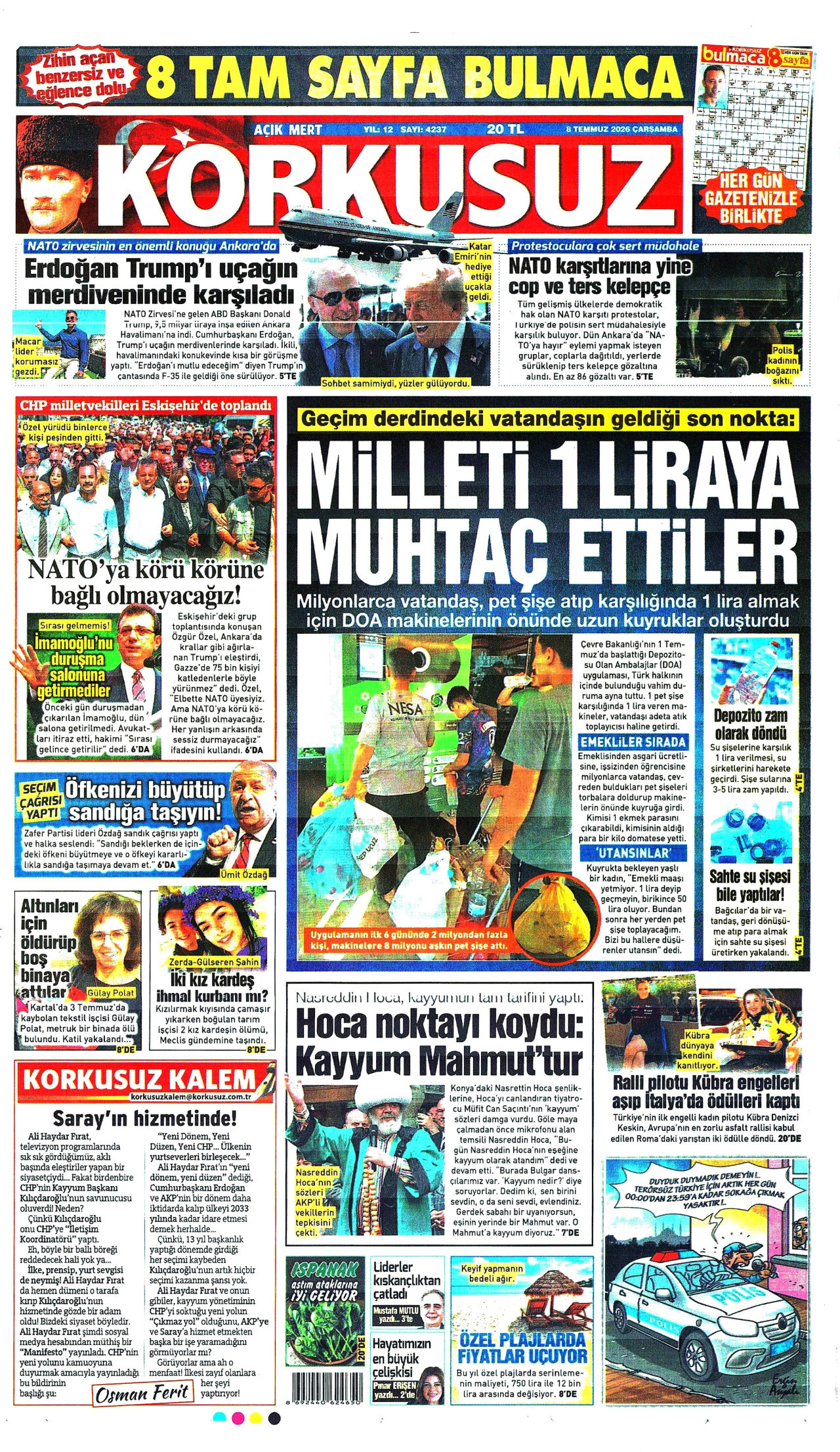 Korkusuz Gazetesi Manşeti - 08.07.2026