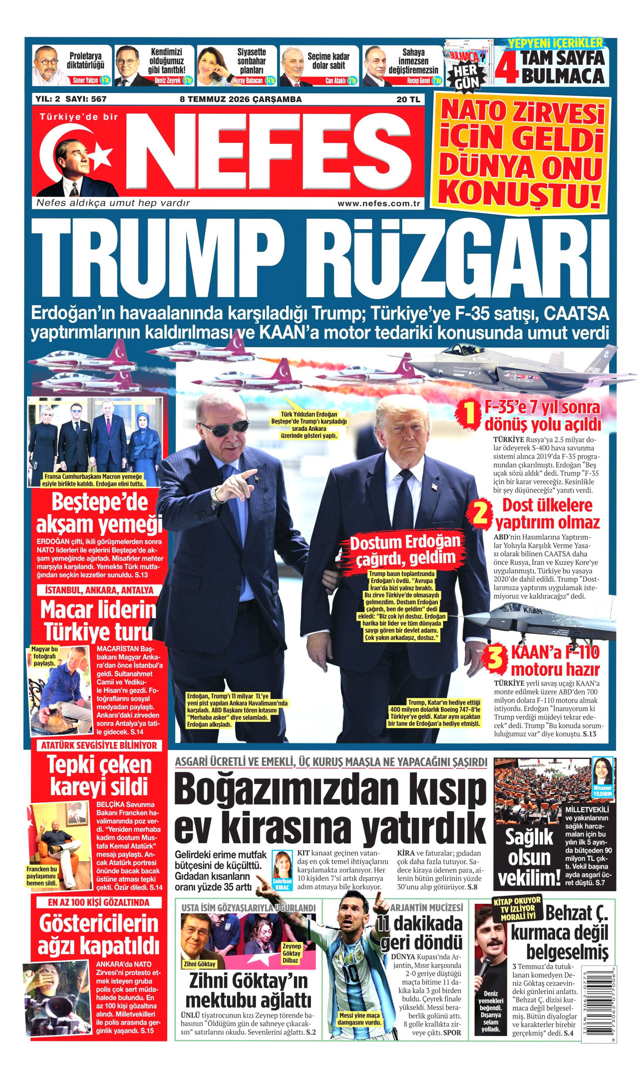 Nefes Gazetesi Manşeti - 08.07.2026
