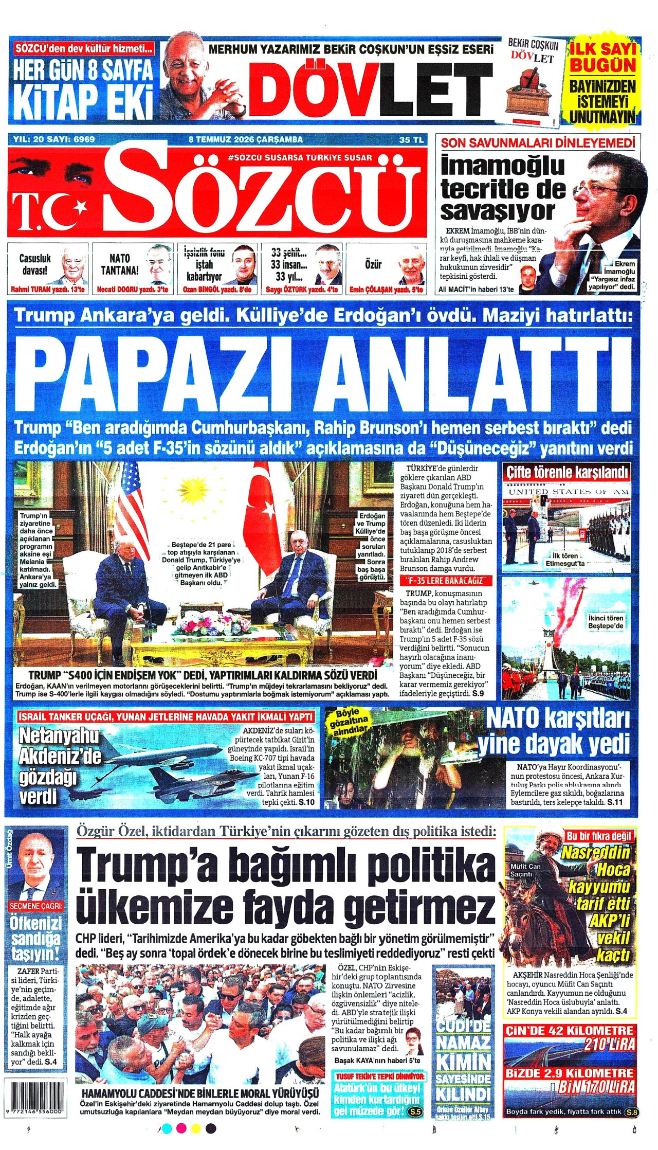 Sözcü Gazetesi Manşeti - 08.07.2026