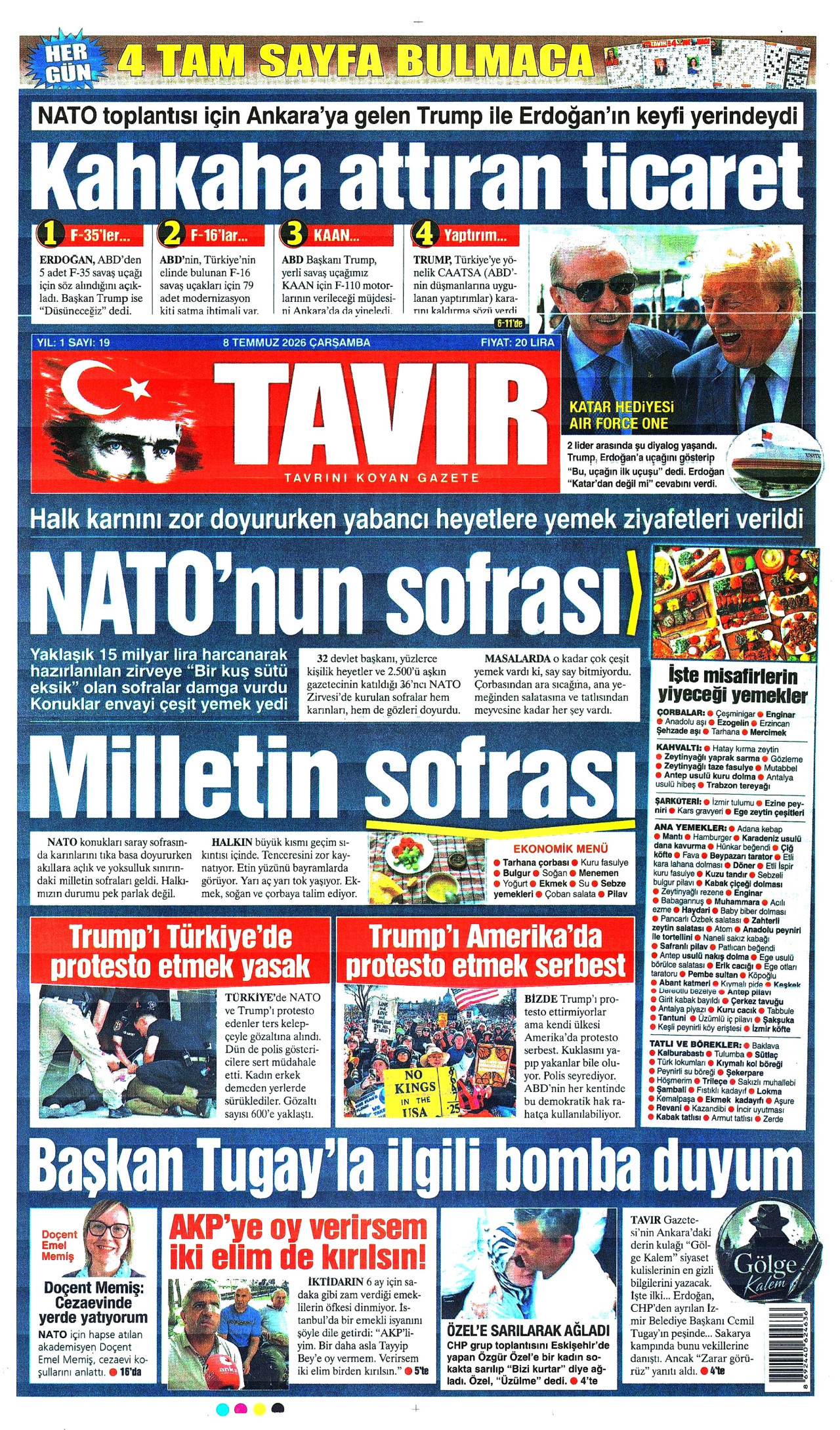 Tavır Gazetesi Gazetesi Manşeti - 08.07.2026