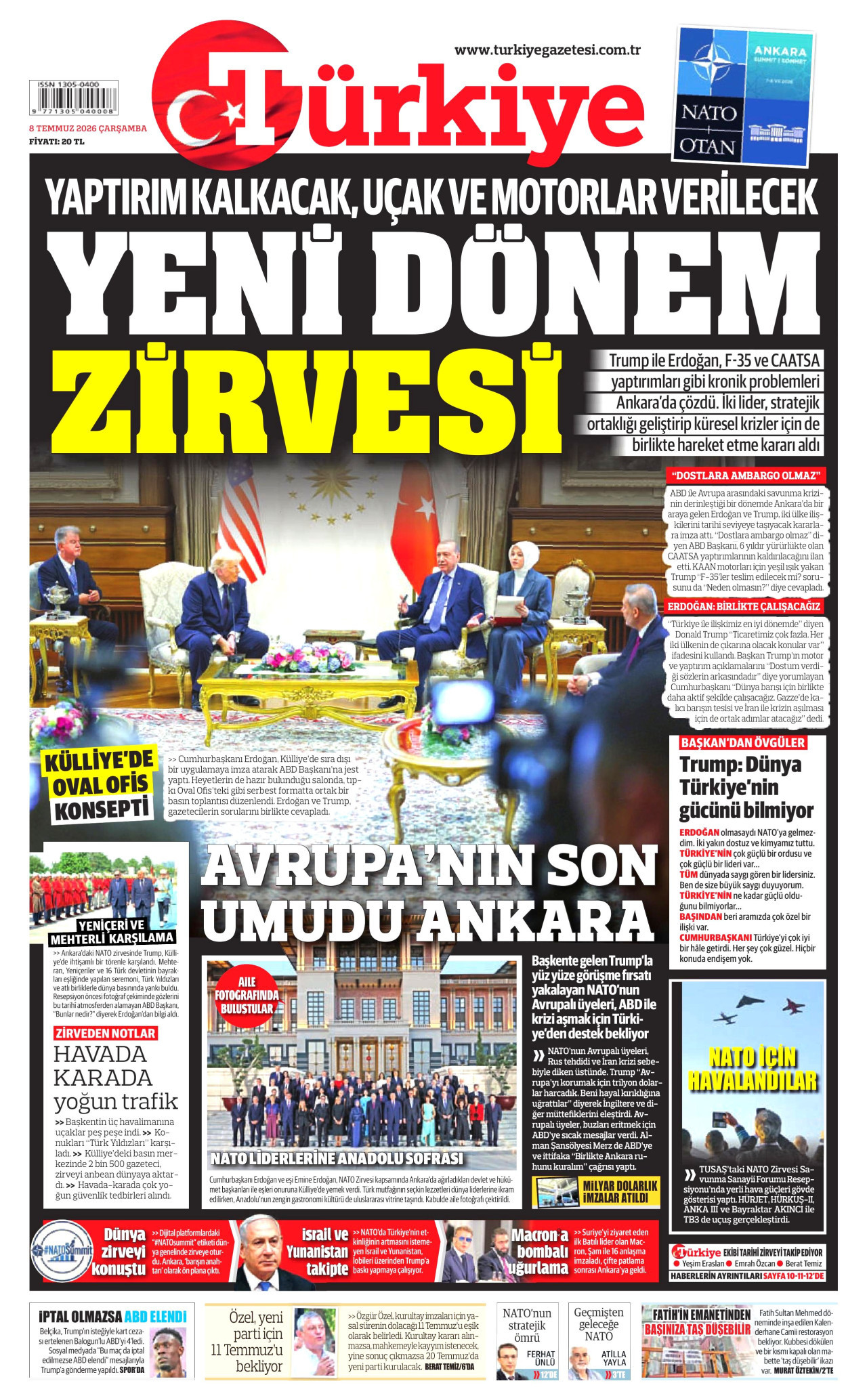 Türkiye Gazetesi Gazetesi Manşeti - 08.07.2026