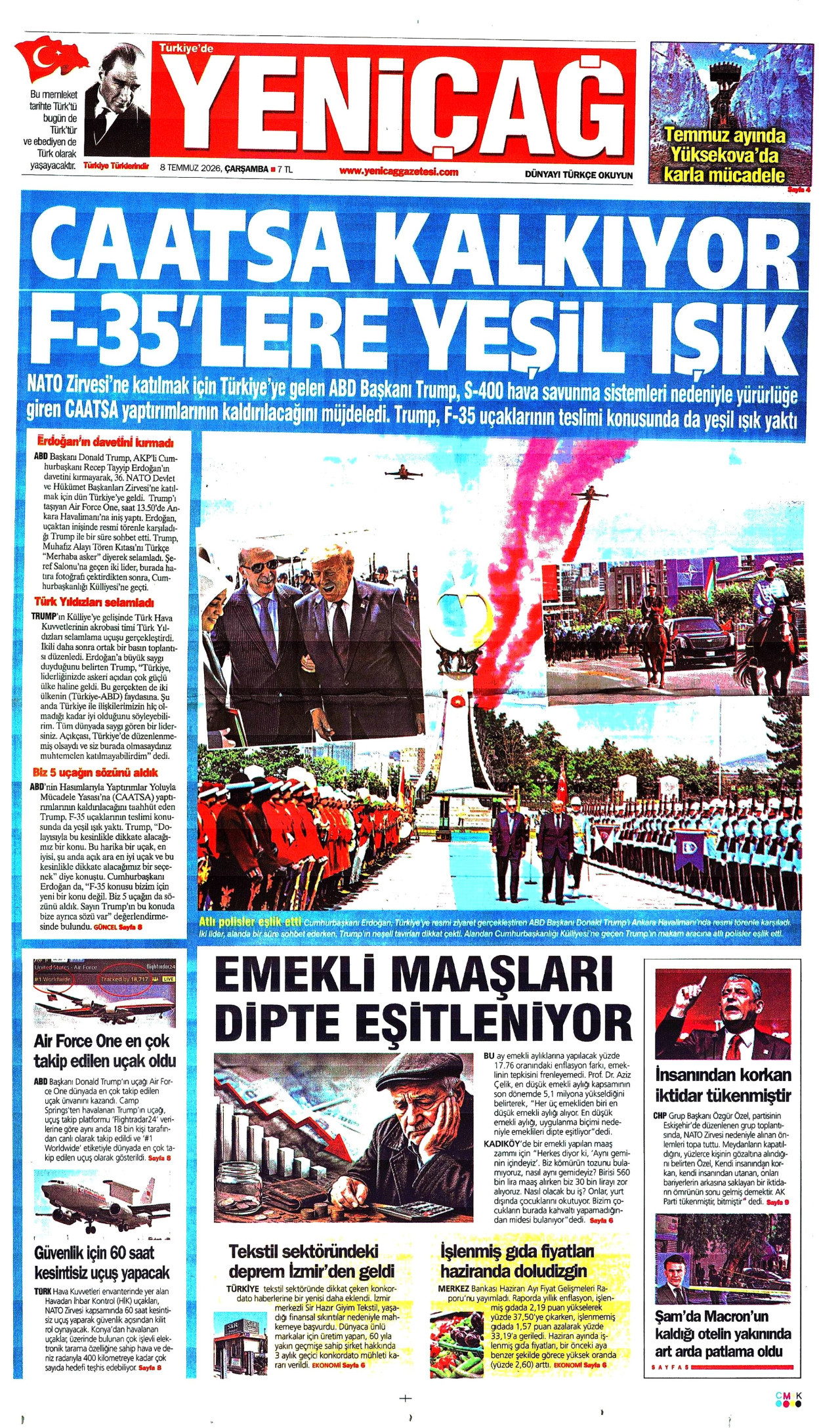 Yeniçağ Gazetesi Manşeti - 08.07.2026