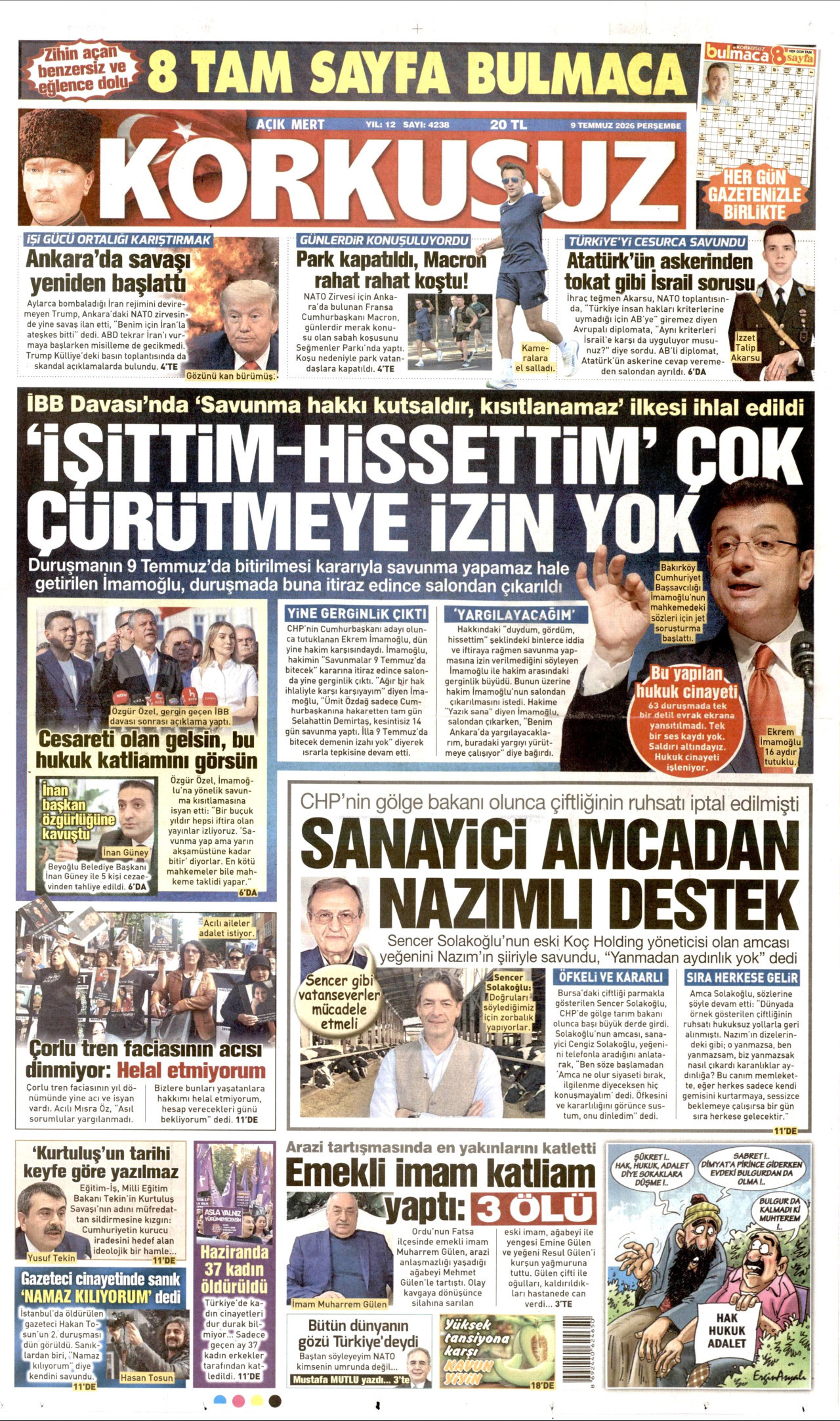 Korkusuz Gazetesi Manşeti - 09.07.2026