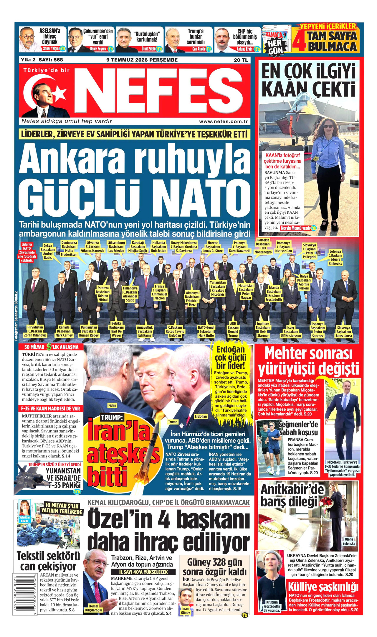 Nefes Gazetesi Manşeti - 09.07.2026