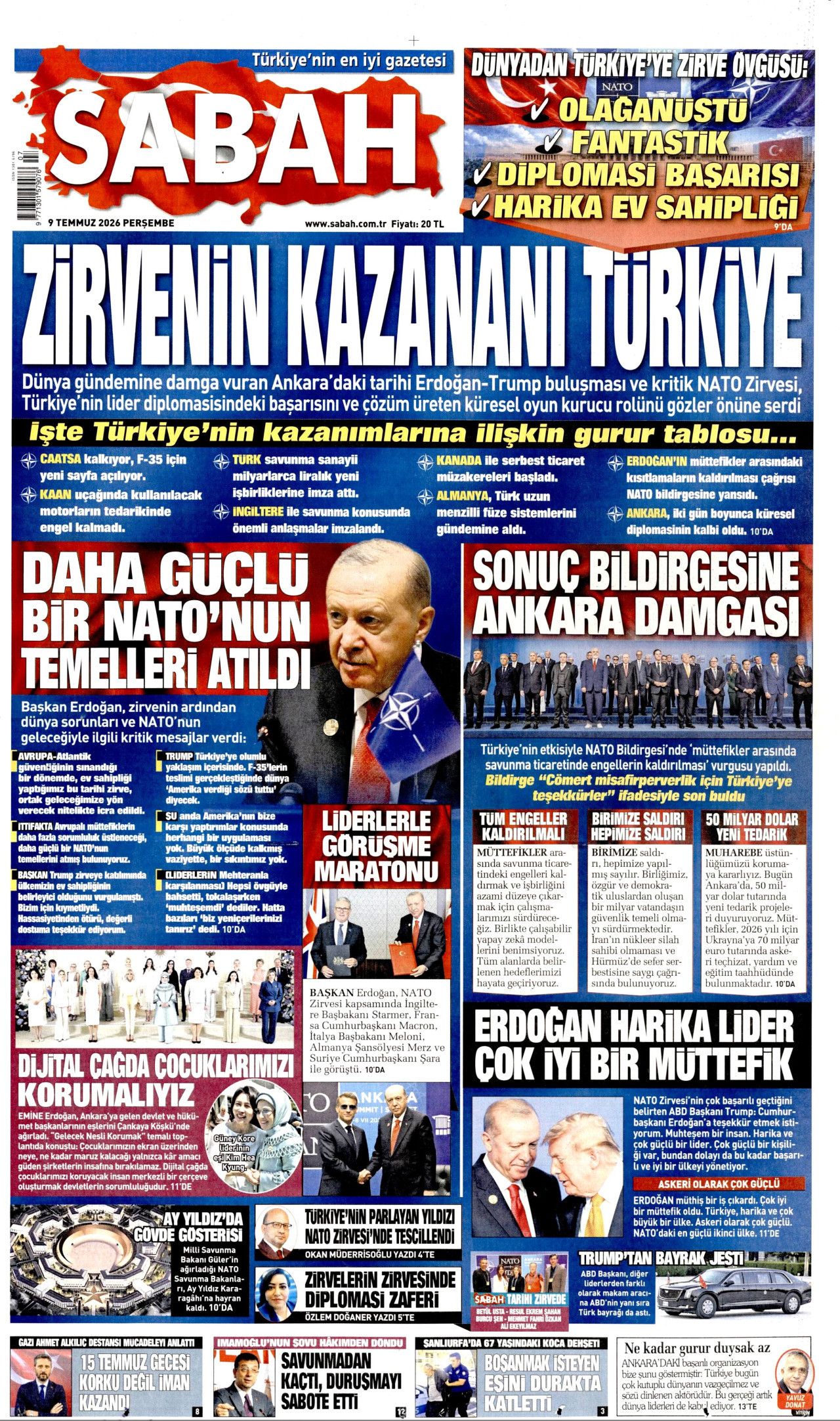 Sabah Gazetesi Manşeti - 09.07.2026