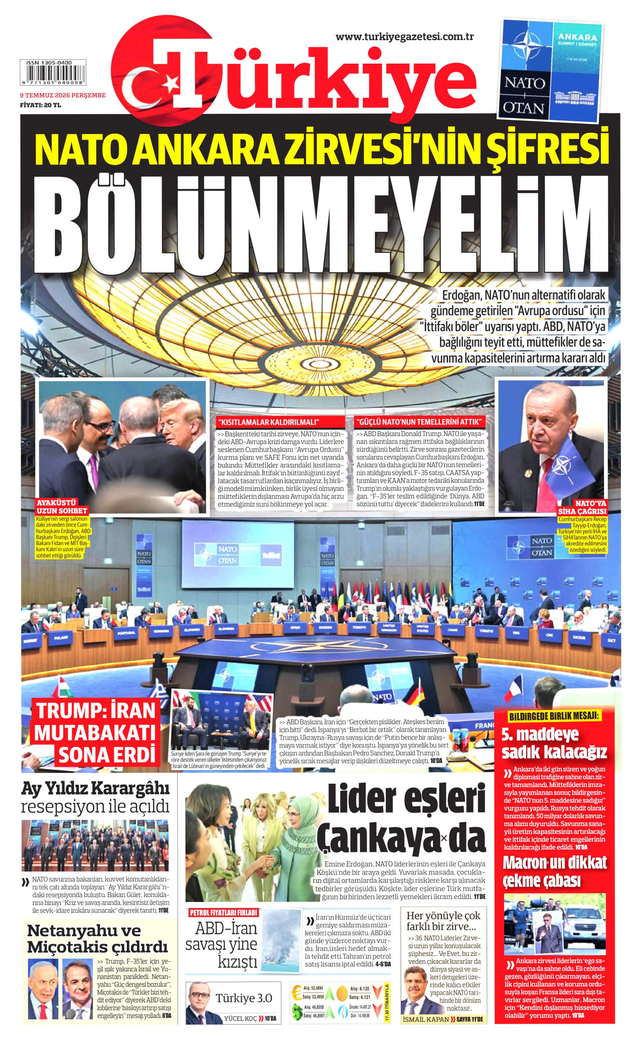 Türkiye Gazetesi Gazetesi Manşeti - 09.07.2026