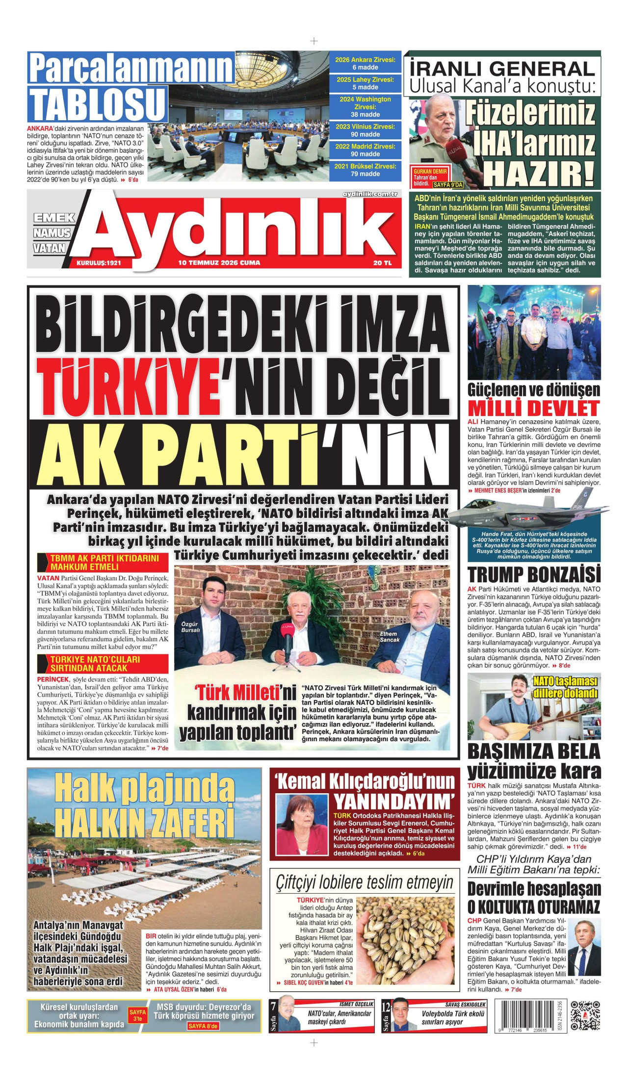 Aydınlık Gazetesi Manşet
