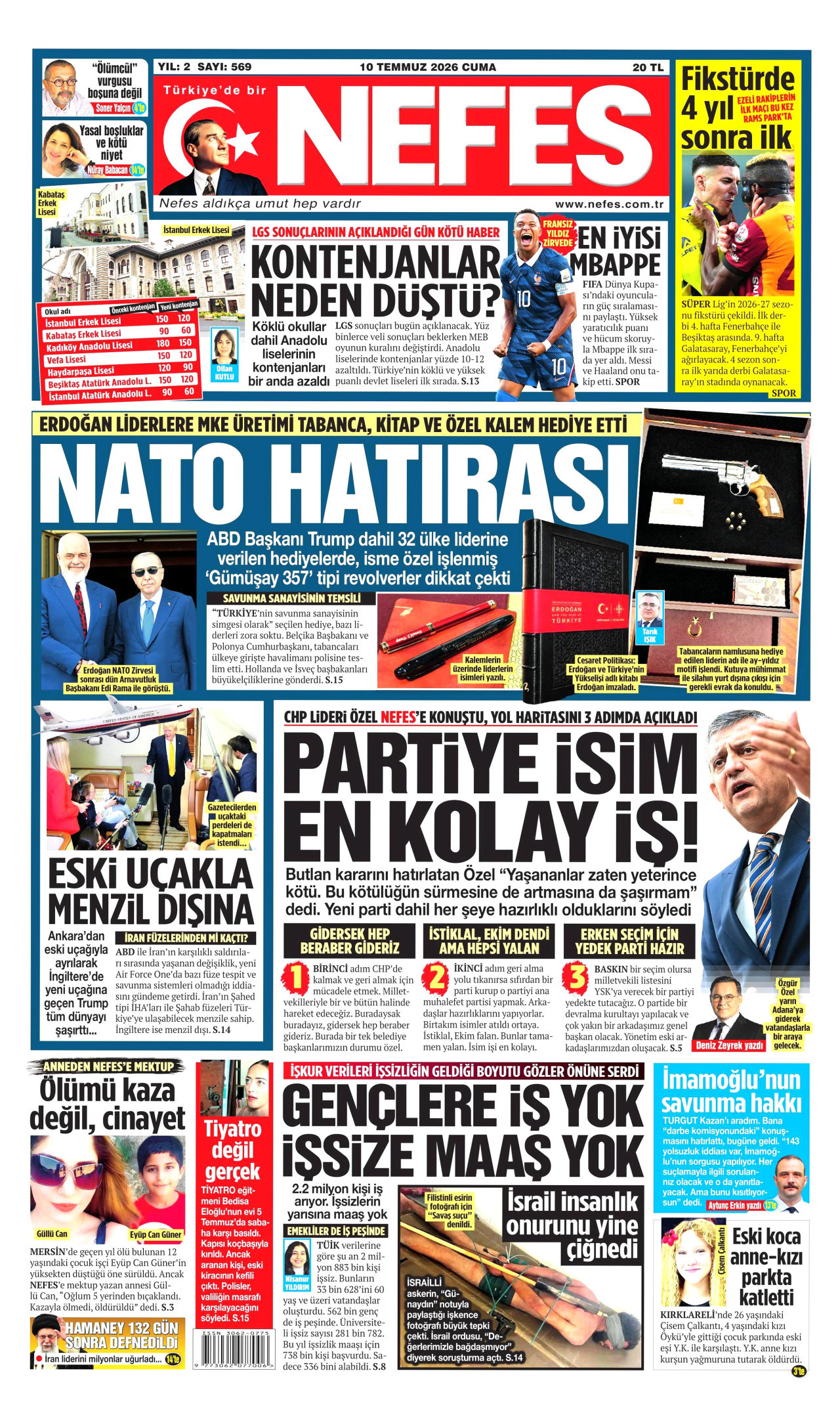 Nefes Gazetesi Manşeti - 10.07.2026