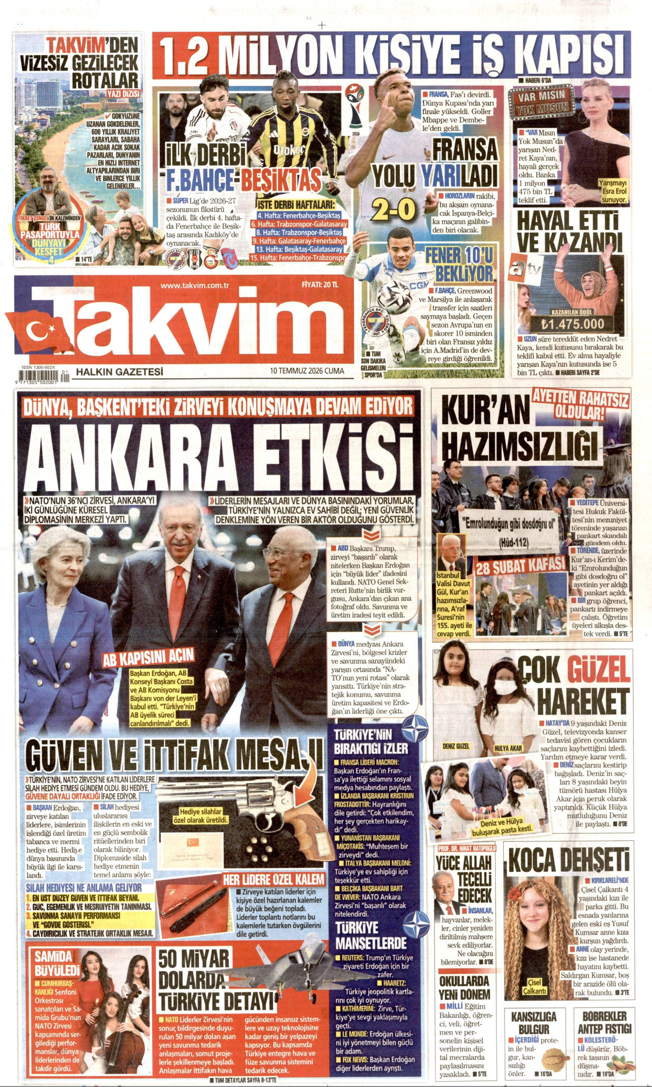 Takvim Gazetesi Manşeti - 10.07.2026