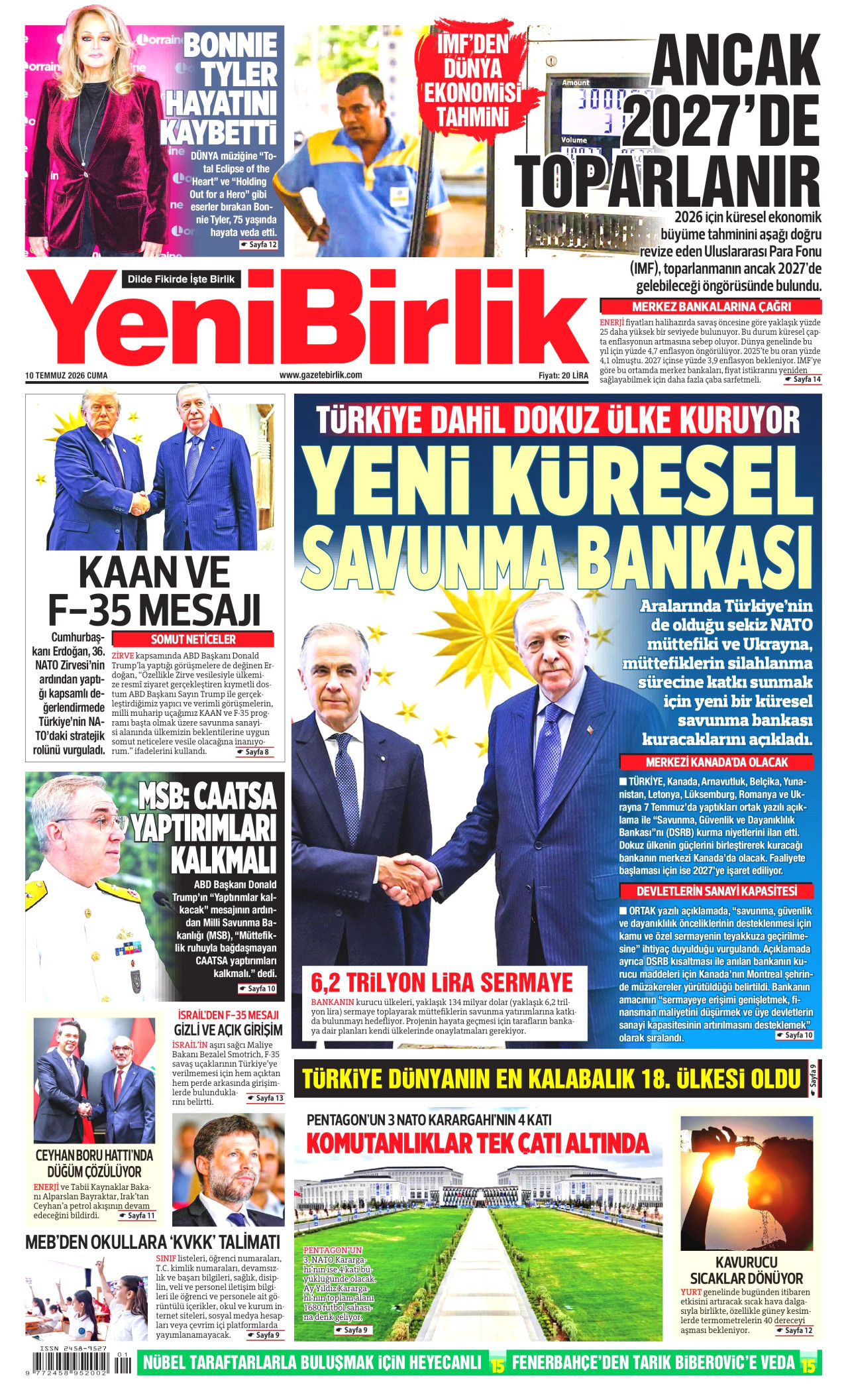 YeniBirlik Gazetesi Manşeti - 10.07.2026