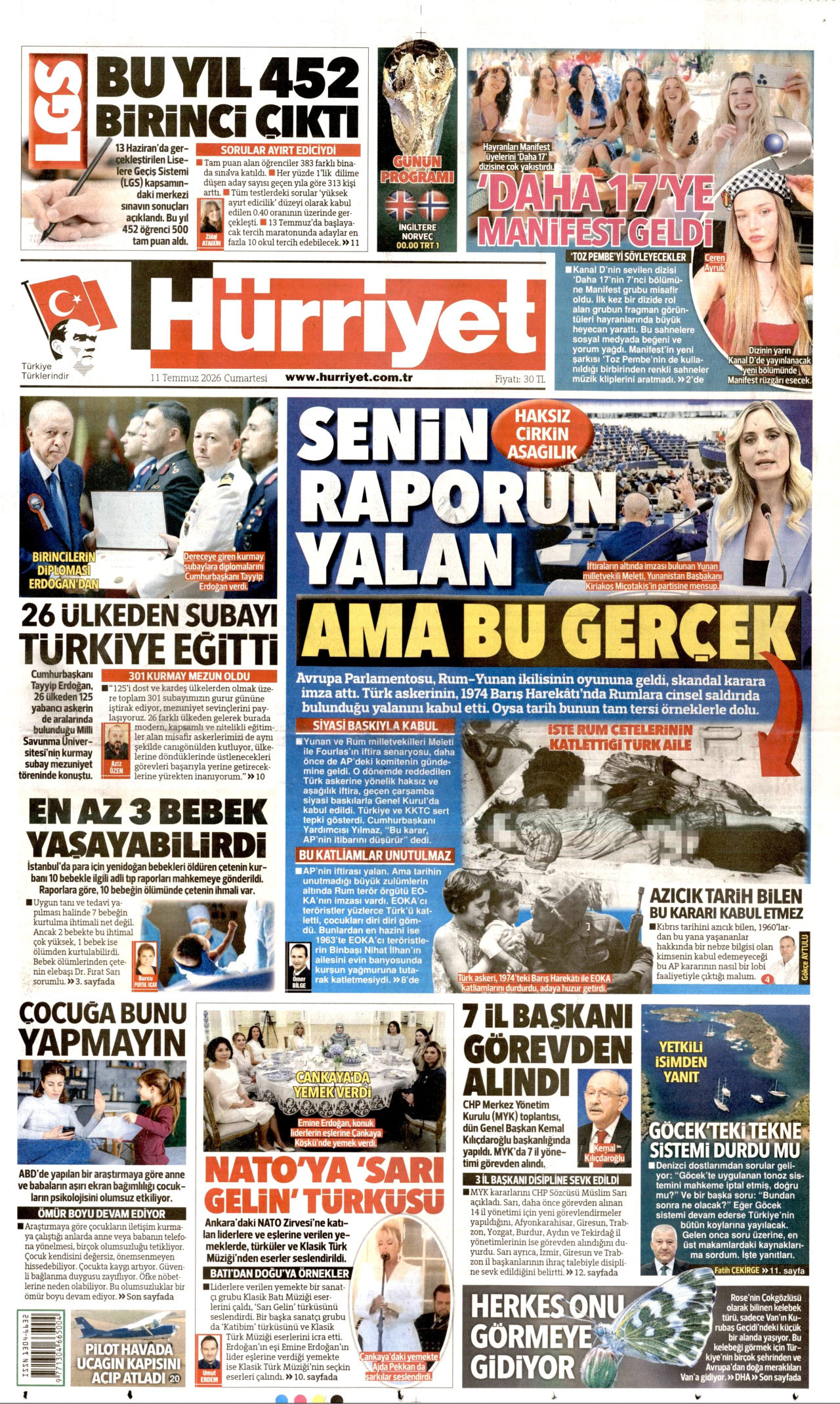 Hürriyet Gazetesi Manşeti - 14 Temmuz 2026 Birinci Sayfa