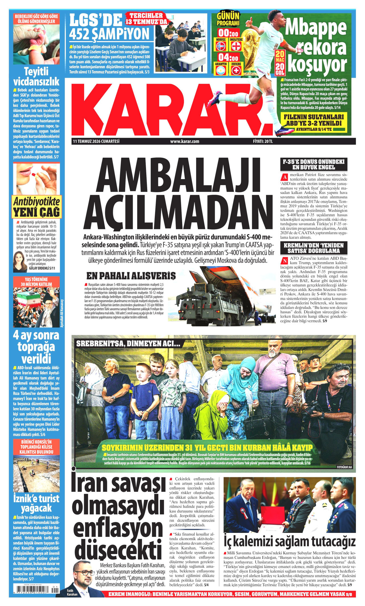 Karar Gazetesi Manşeti - 11.07.2026