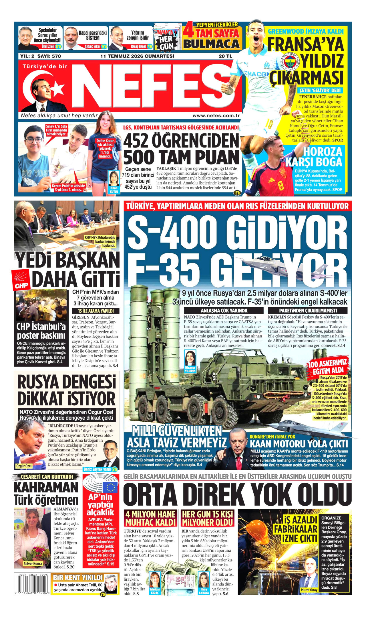Nefes Gazetesi Manşeti - 11.07.2026