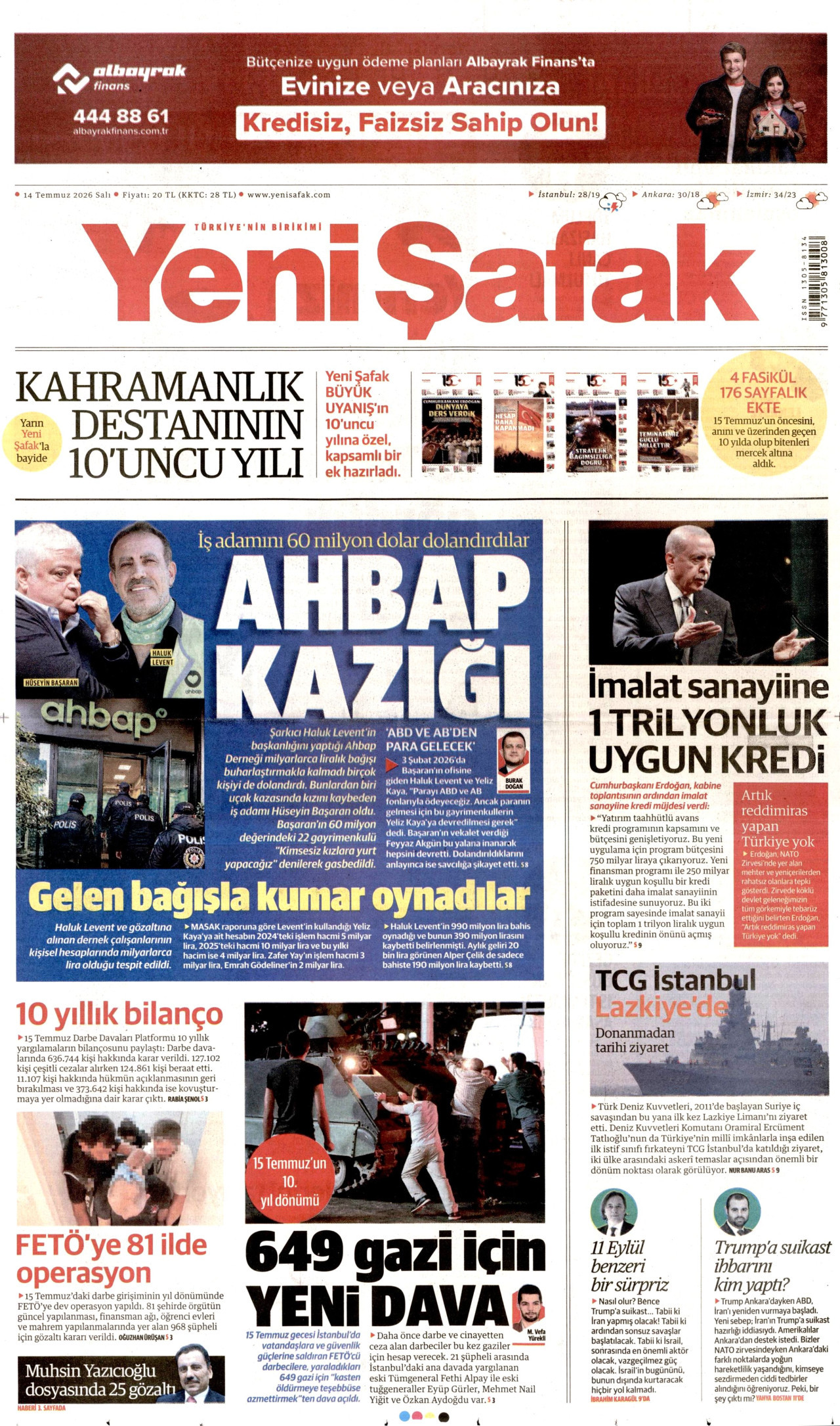 Yeni Şafak Manşet