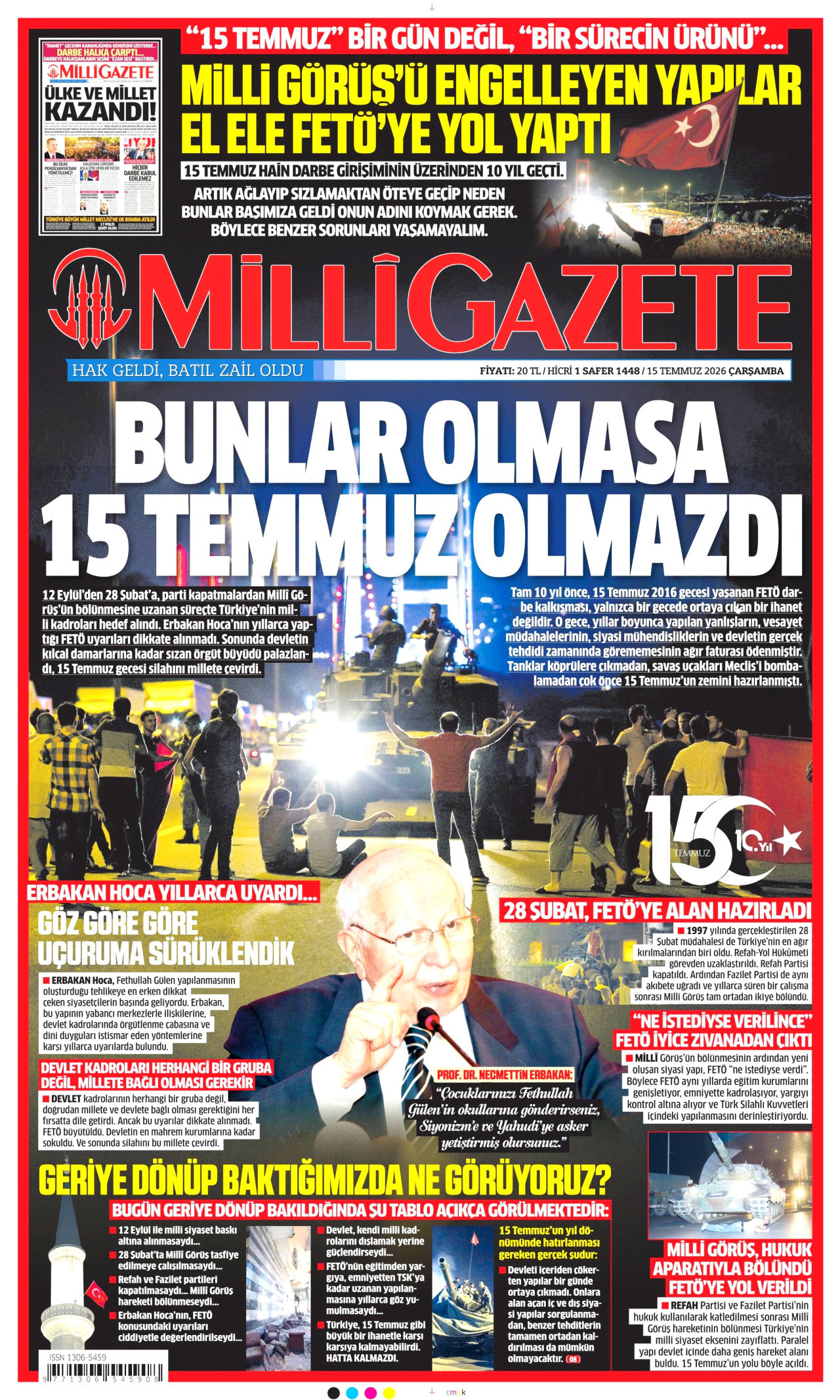 Milli Gazete Gazetesi Manşeti - 15.07.2026