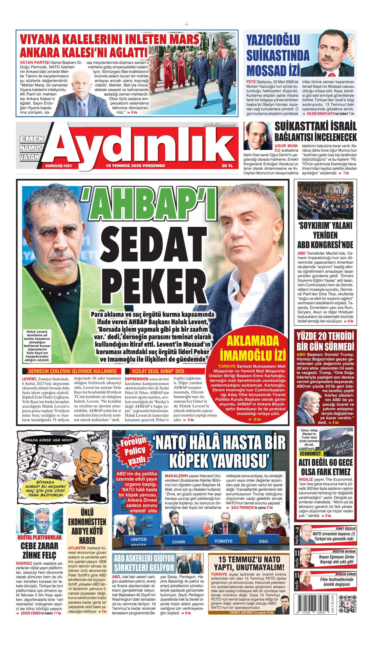 Aydınlık Gazetesi Manşet