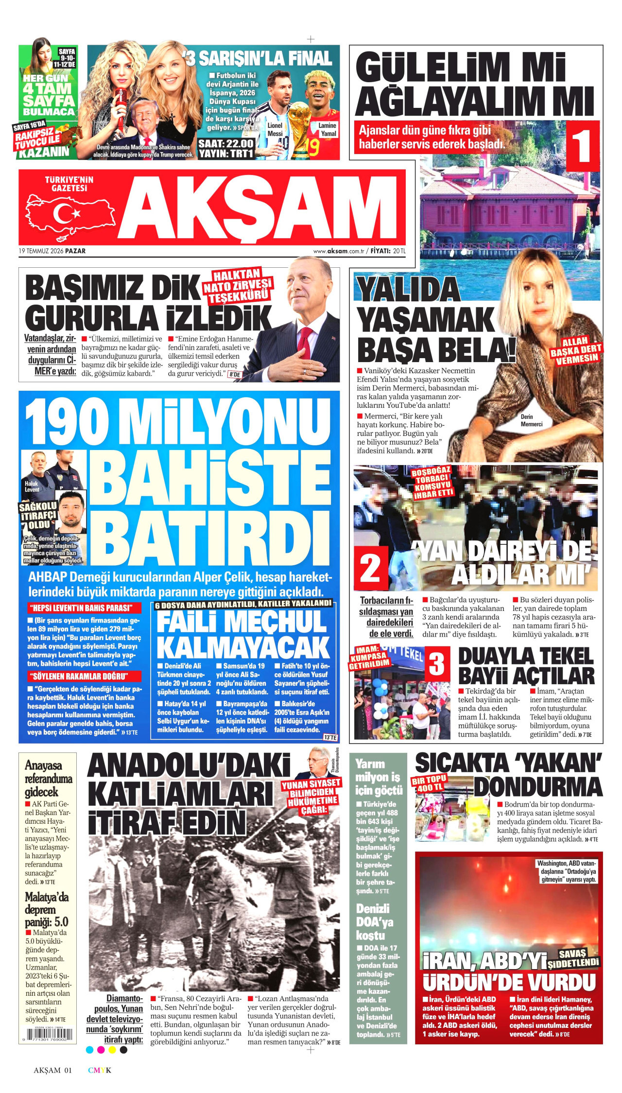 Akşam Gazetesi Manşeti