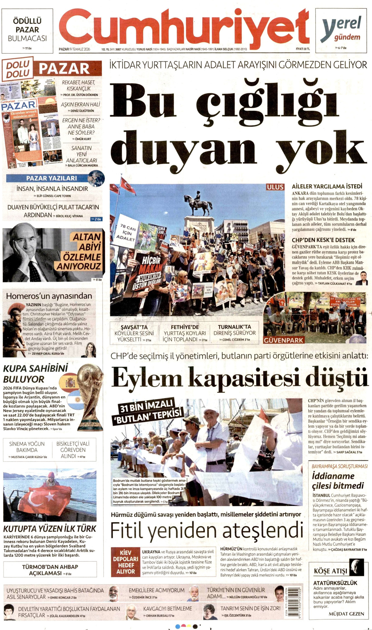 Cumhuriyet Gazetesi Manşeti