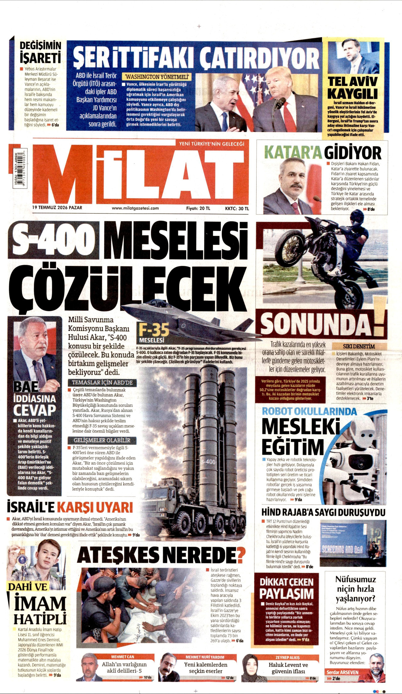 Milat Gazetesi Manşeti
