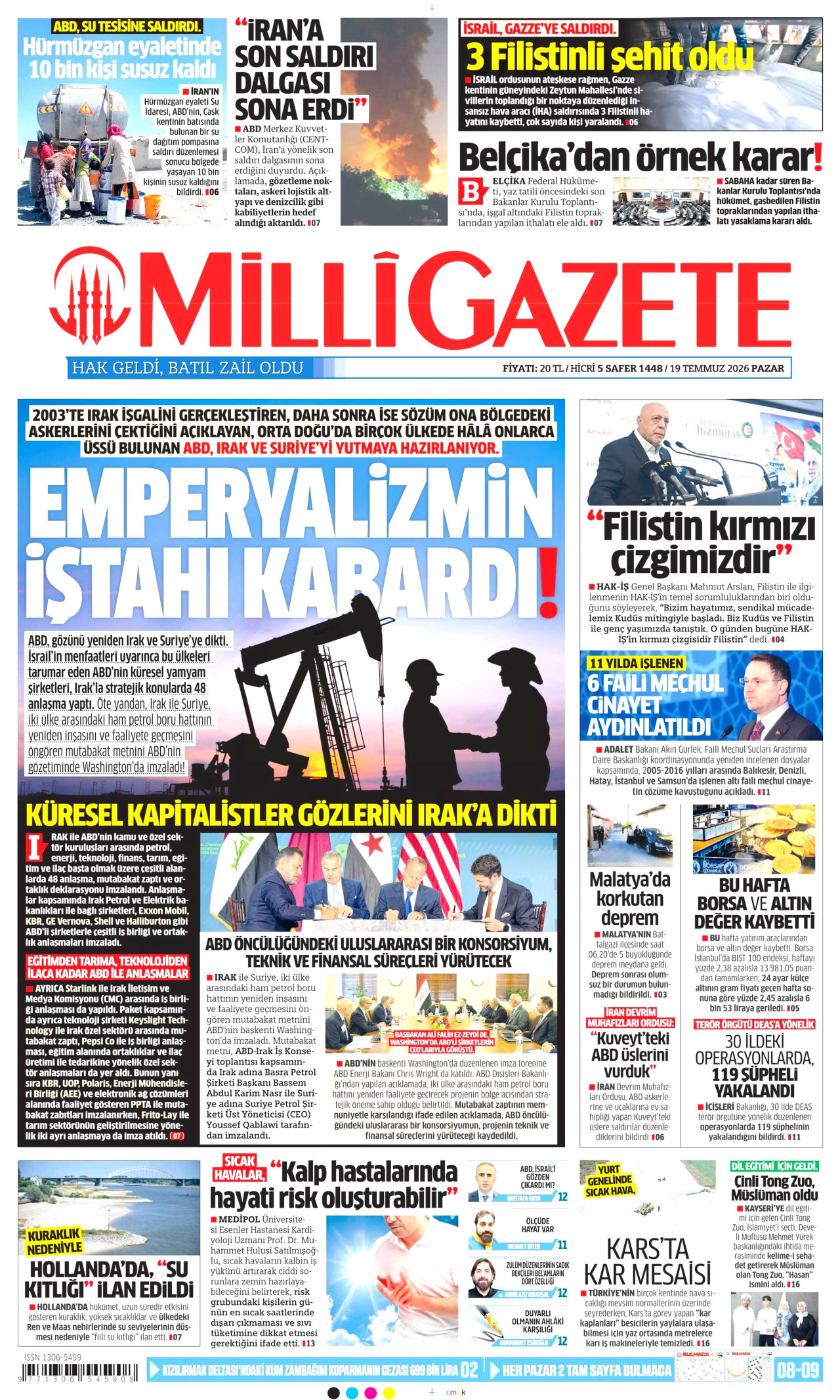 Milli Gazete Gazetesi Manşeti