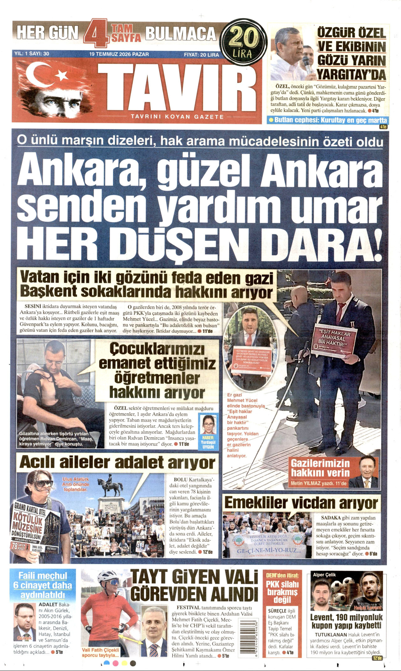 Tavır Gazetesi Gazetesi Manşeti
