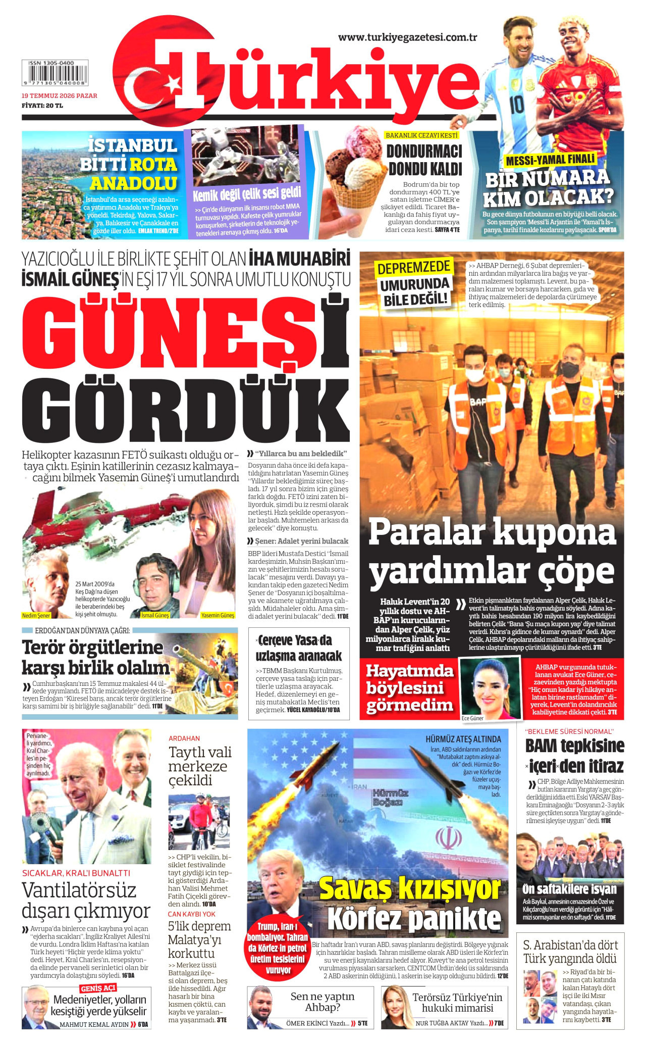 Türkiye Gazetesi Gazetesi Manşeti