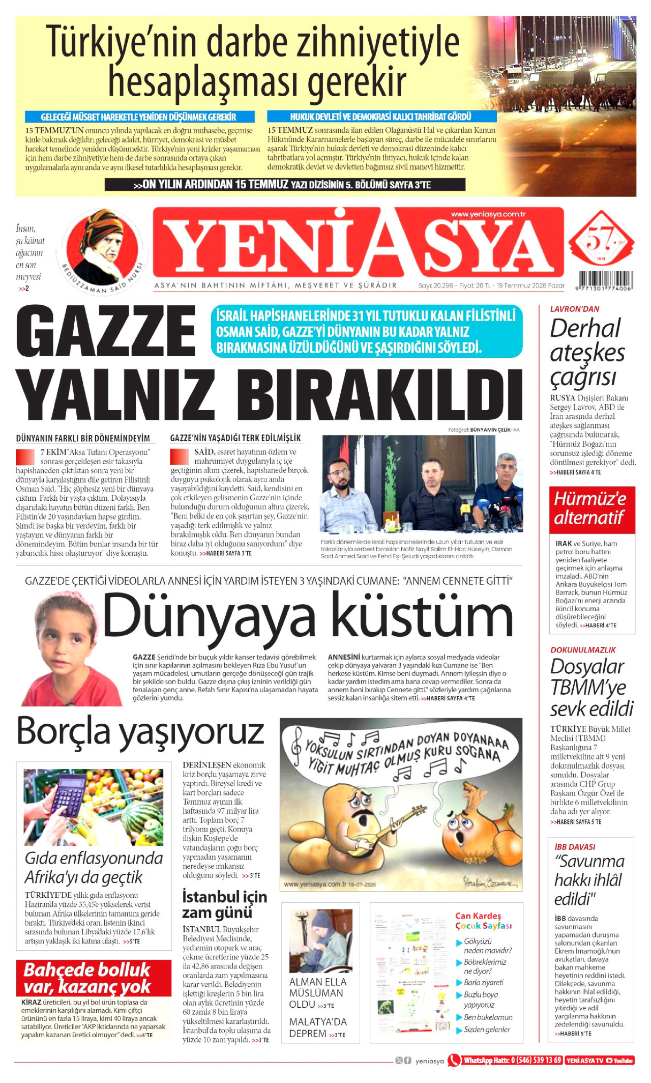 Yeni Asya Gazetesi Manşeti