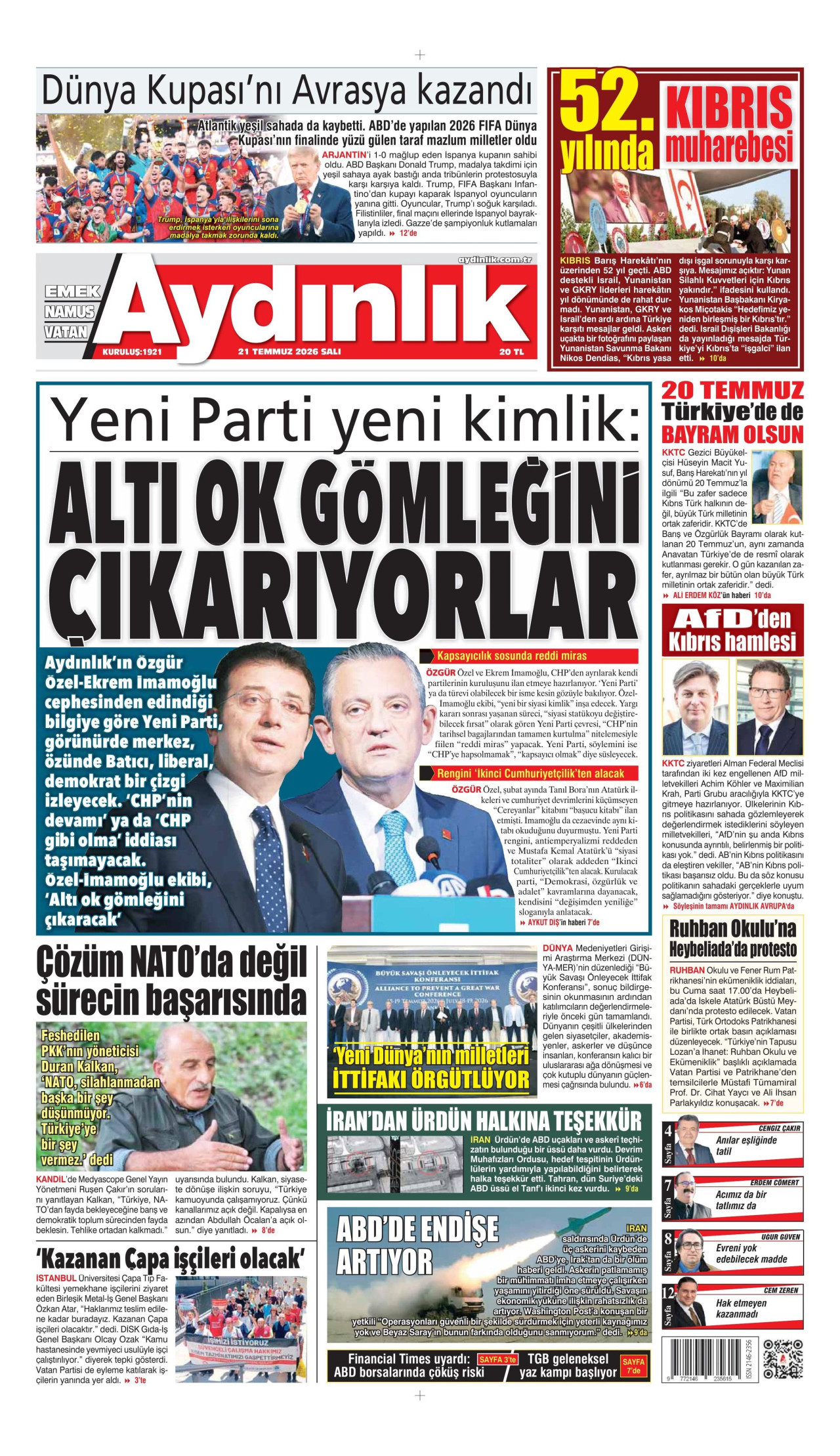 Aydınlık Gazetesi Manşet