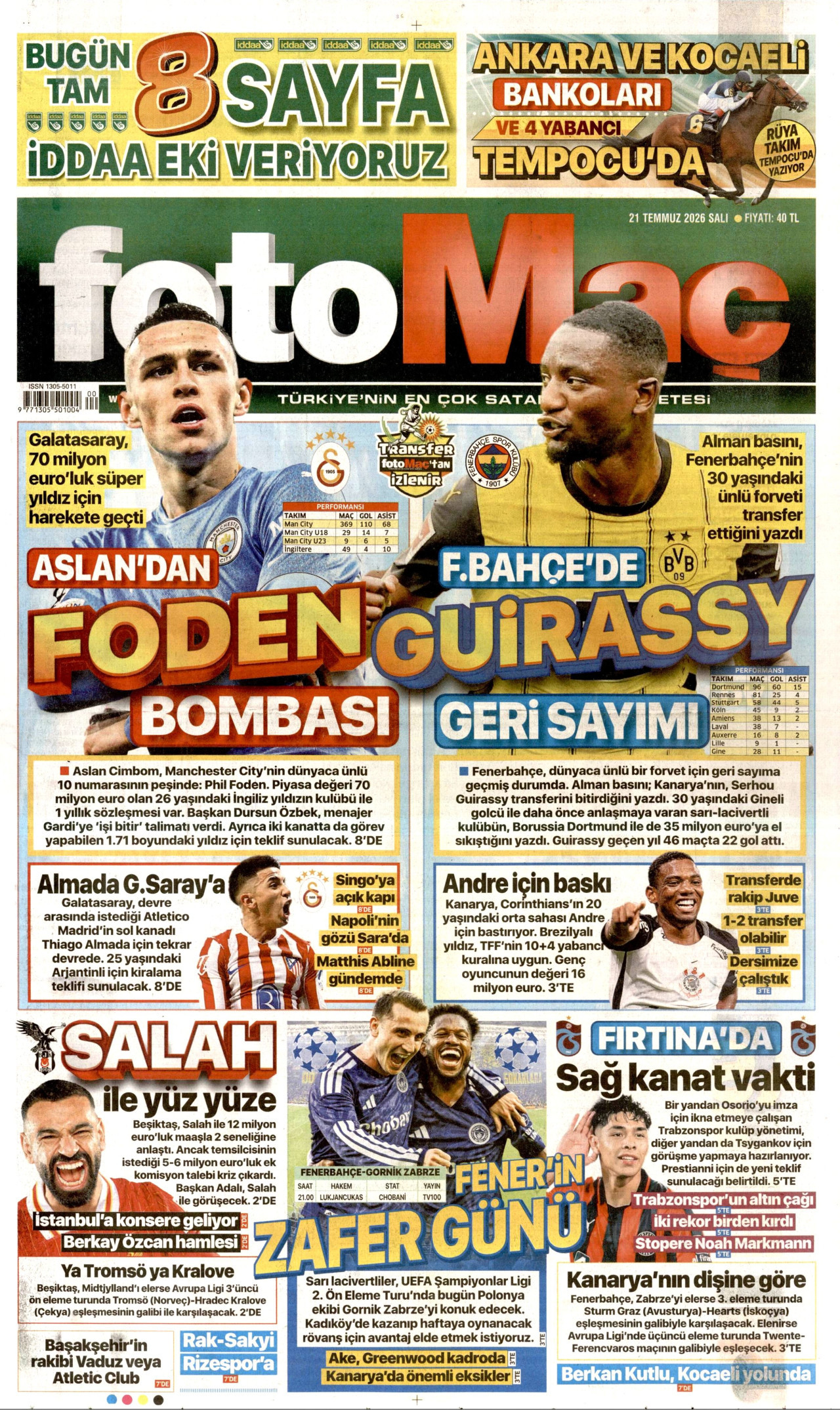 Fotomaç Gazetesi Manşeti - 21.07.2026