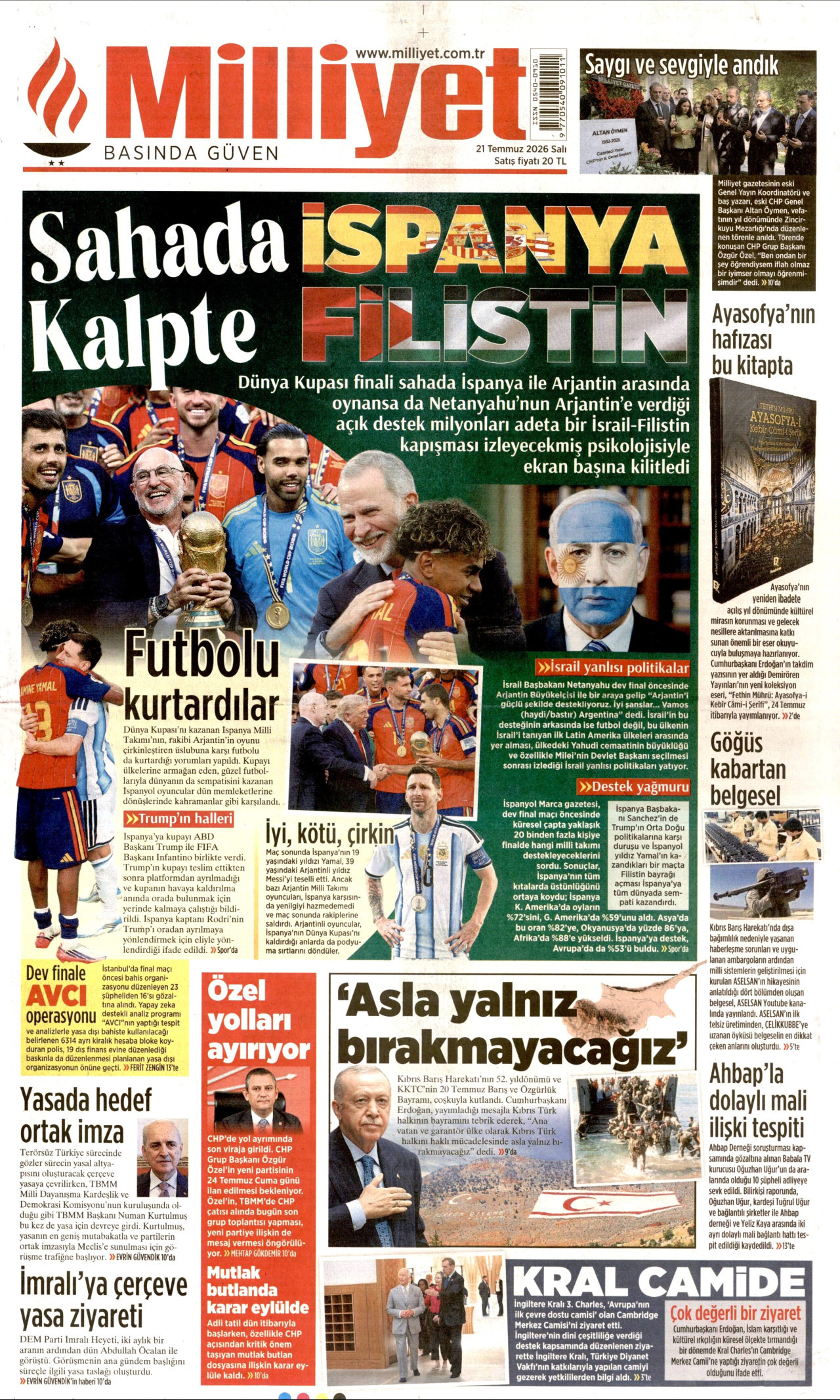 Milliyet Gazetesi Manşeti