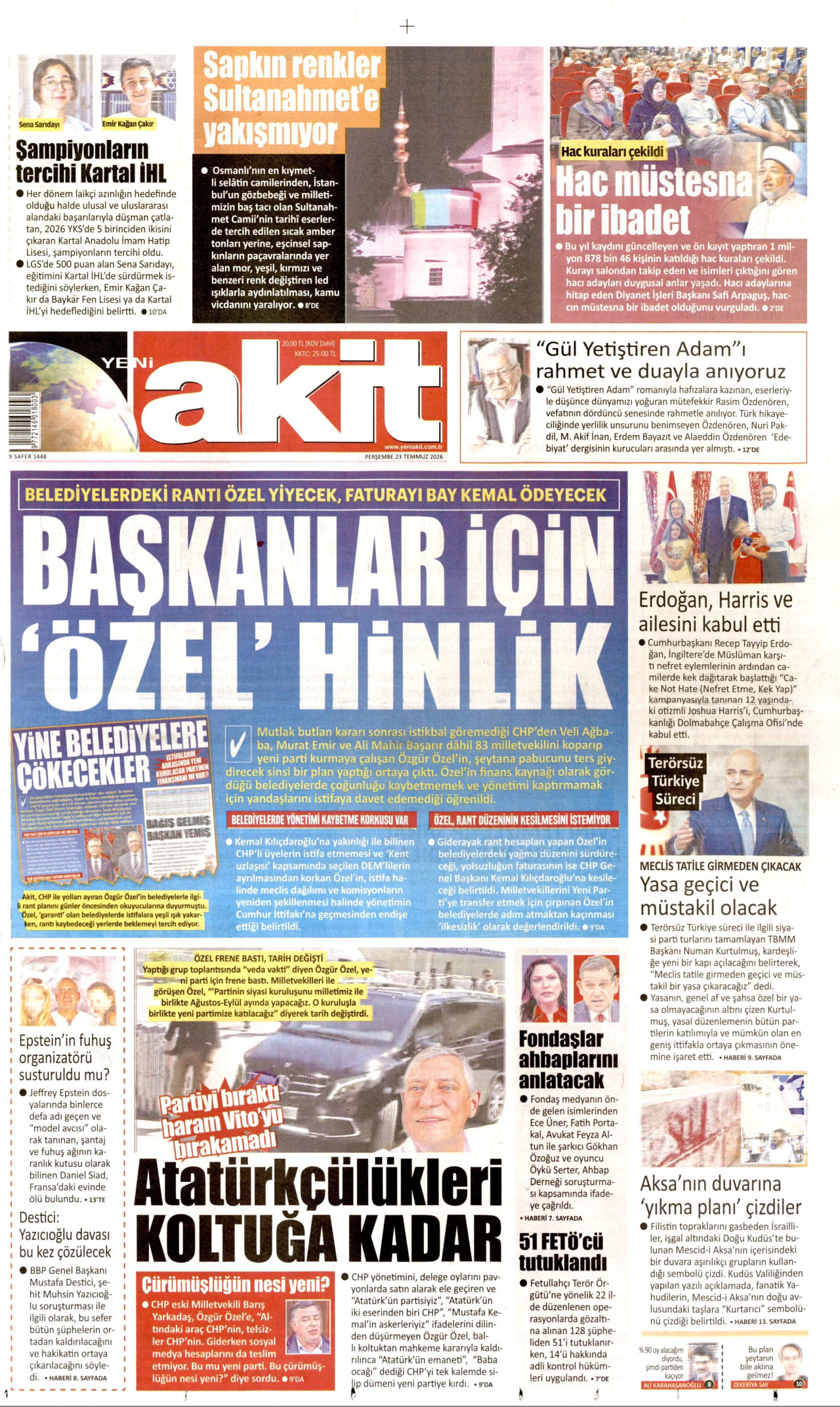 Yeni Akit Manşet