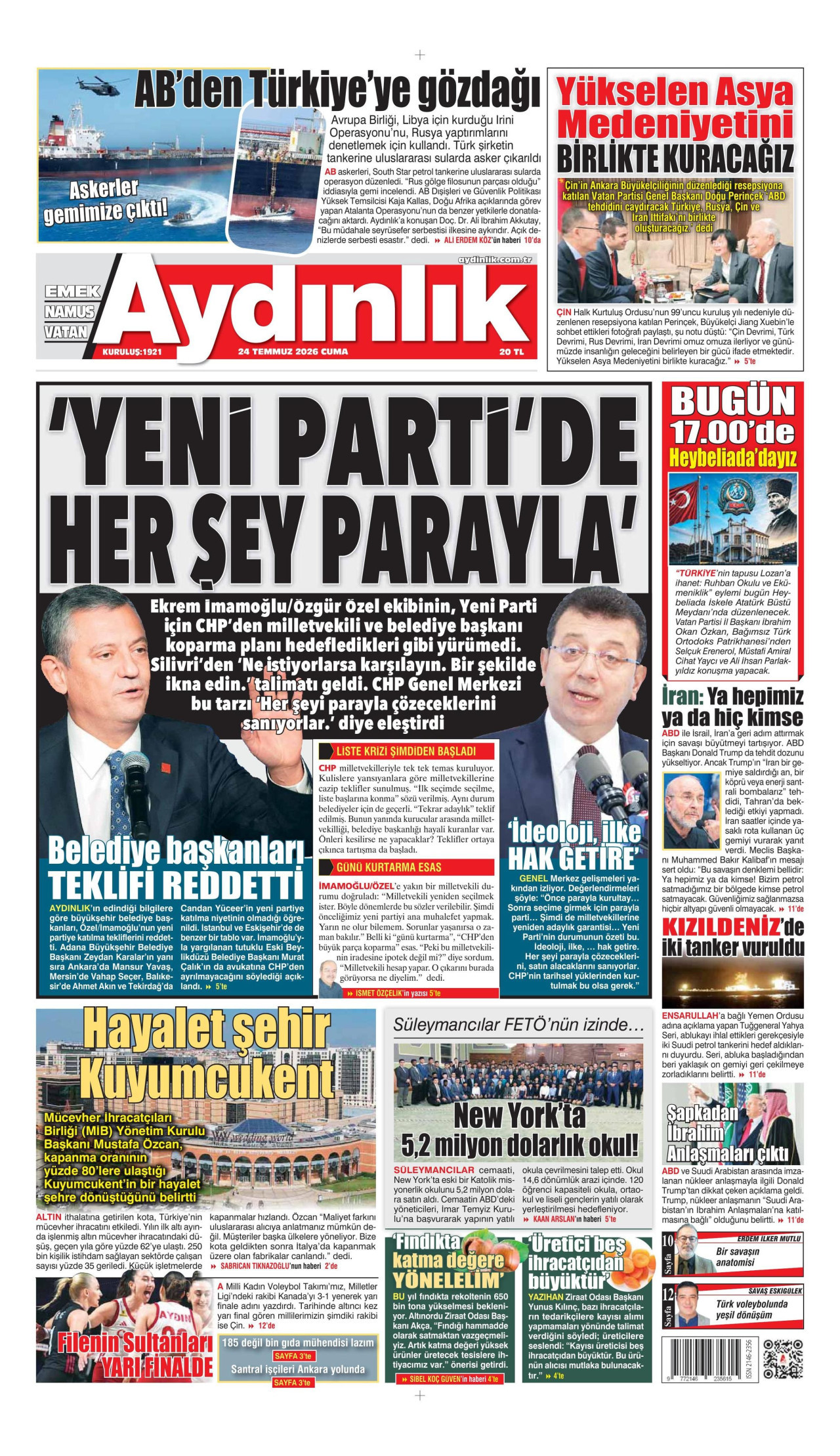 Aydınlık Gazetesi Manşet