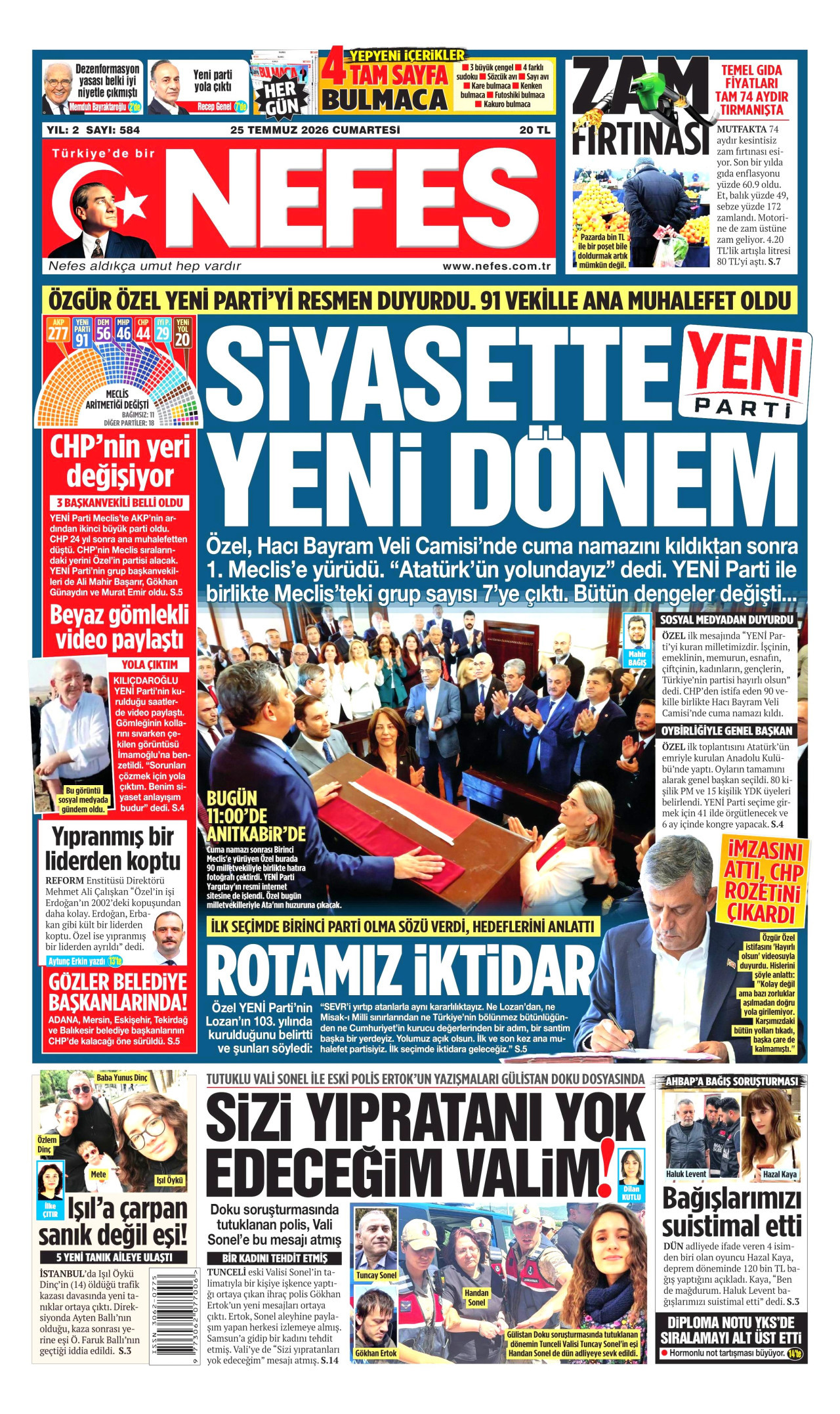 Nefes Gazetesi Manşeti - 25.07.2026