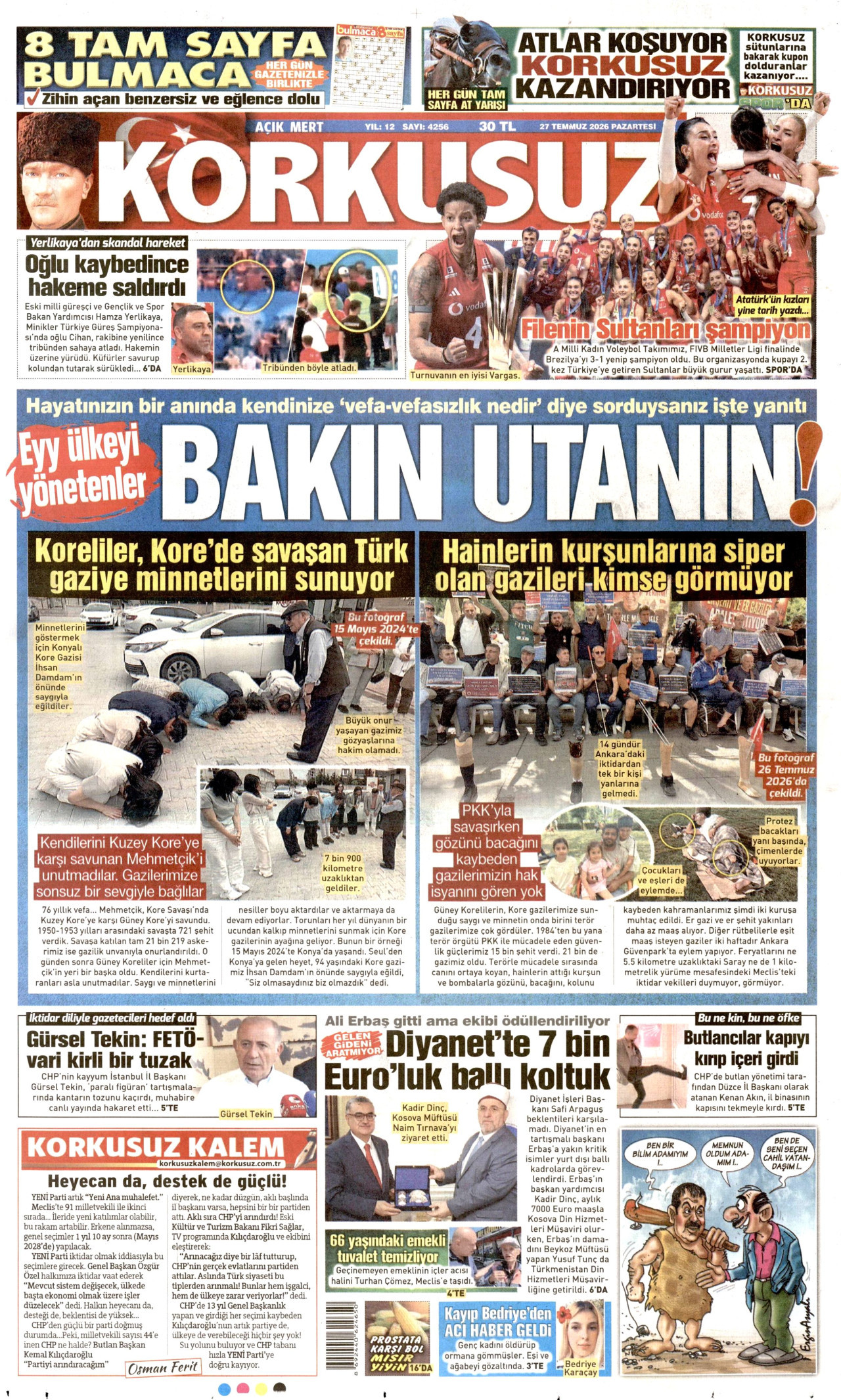 Korkusuz Gazetesi Manşeti - 27.07.2026