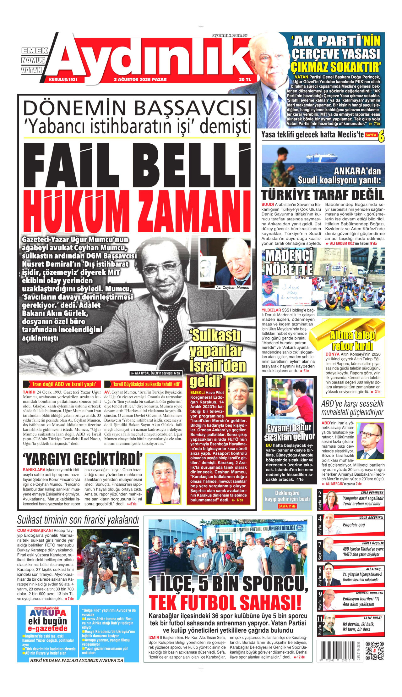 Aydınlık Gazetesi Manşet
