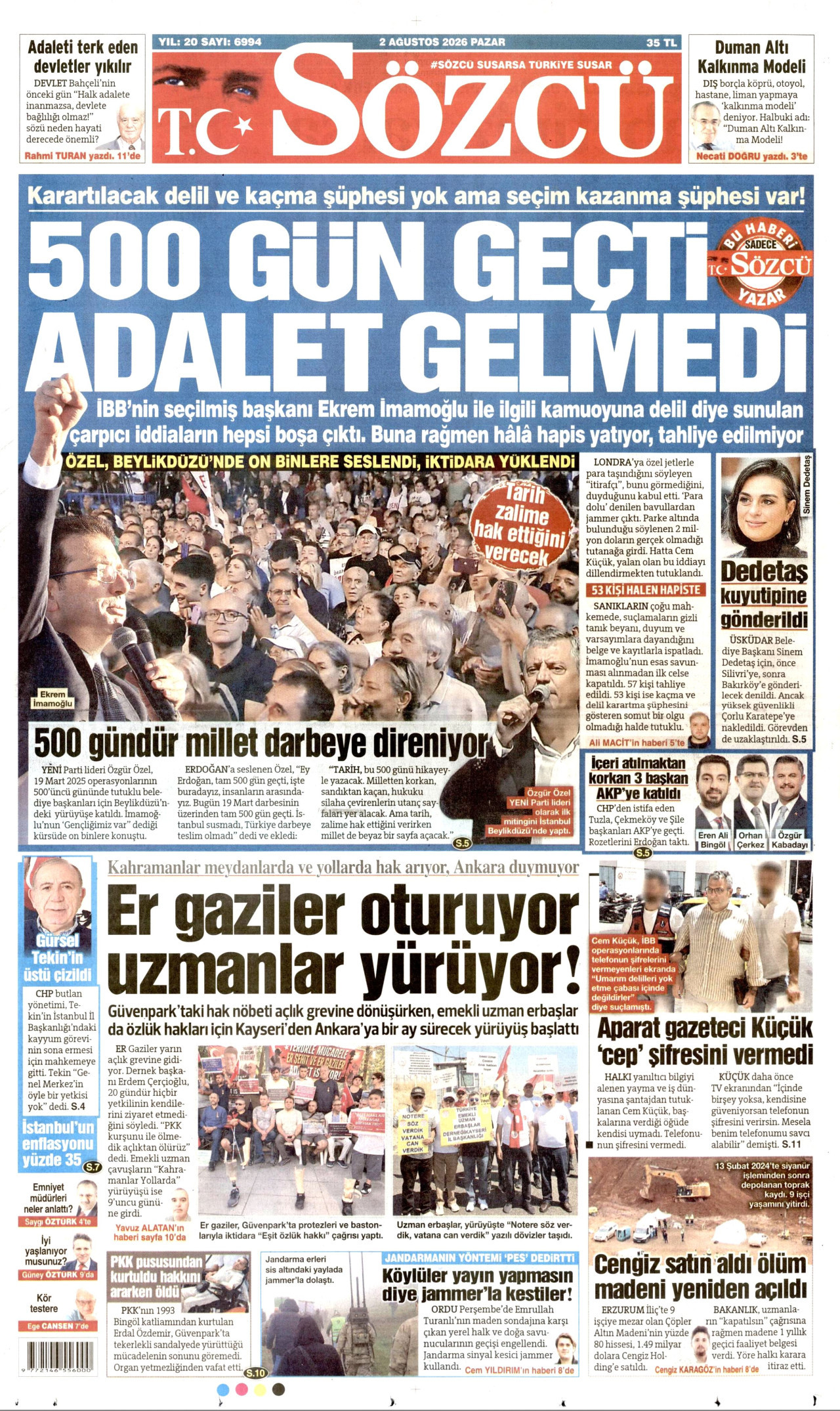 Sözcü Gazetesi Manşeti - 4 Eylül 2026 Birinci Sayfa