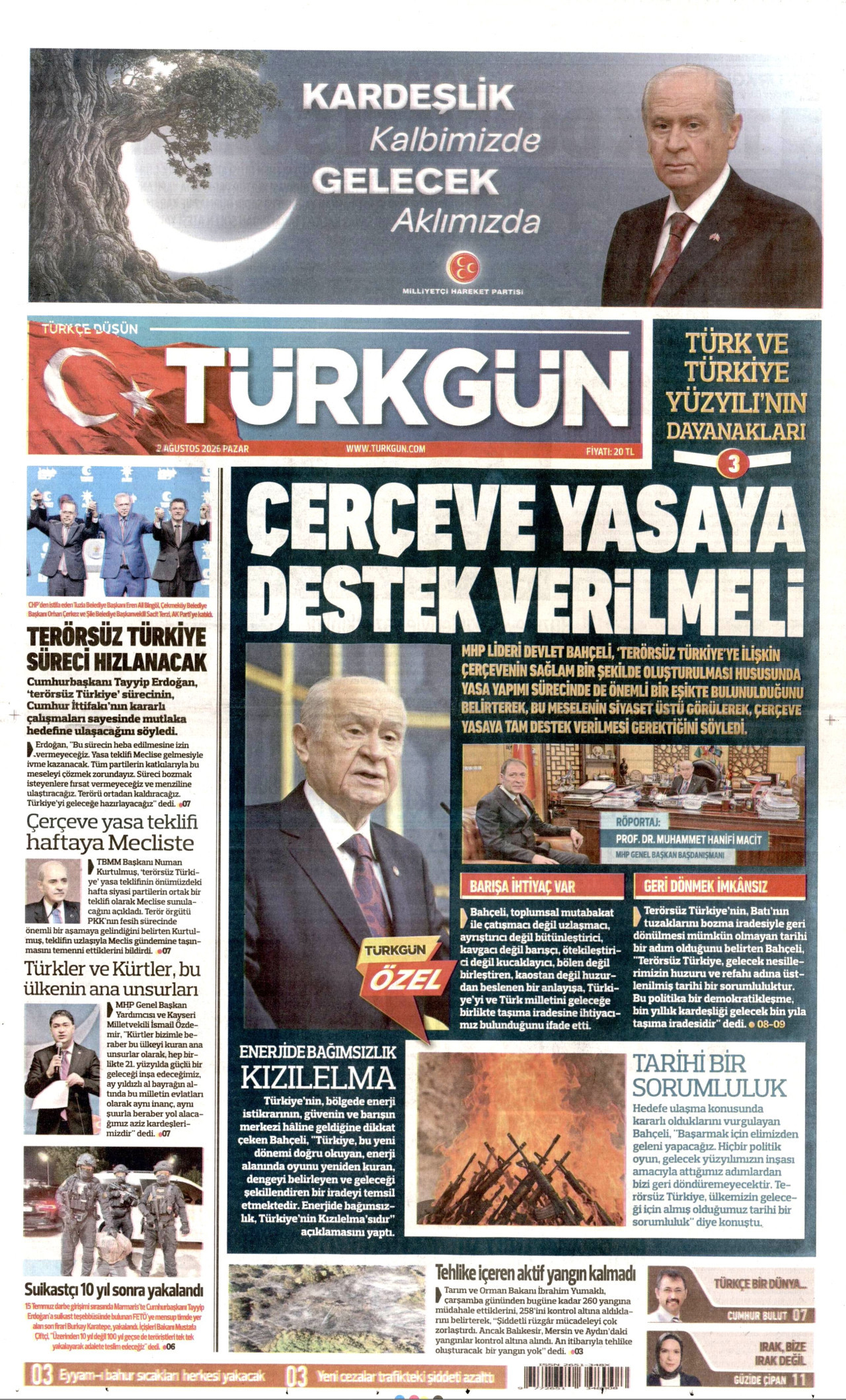 Türkgün Gazetesi Manşeti - 02.08.2026