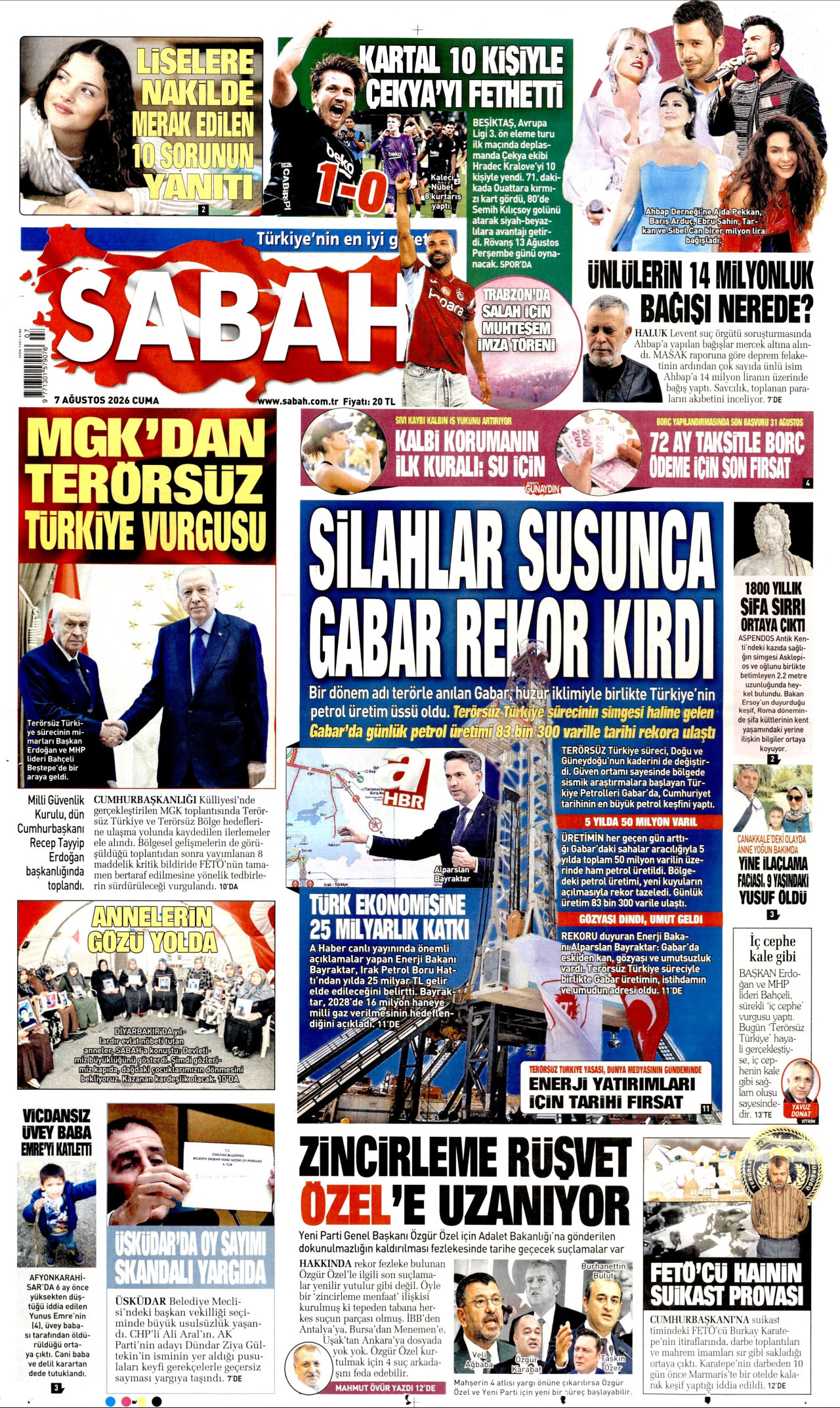 Sabah Gazetesi Manşeti - 28 Ağustos 2026 Birinci Sayfa
