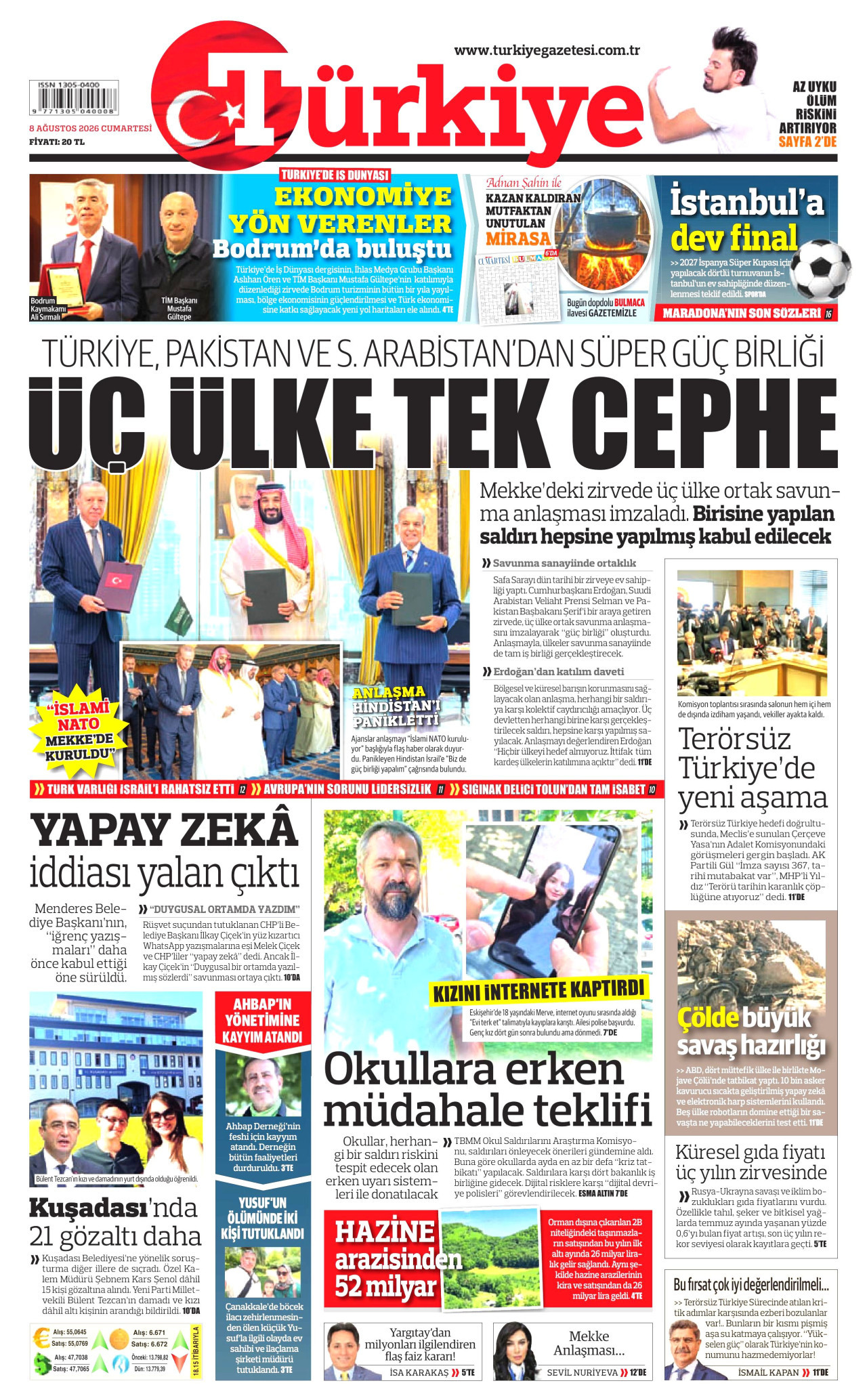 Türkiye Gazetesi Manşet