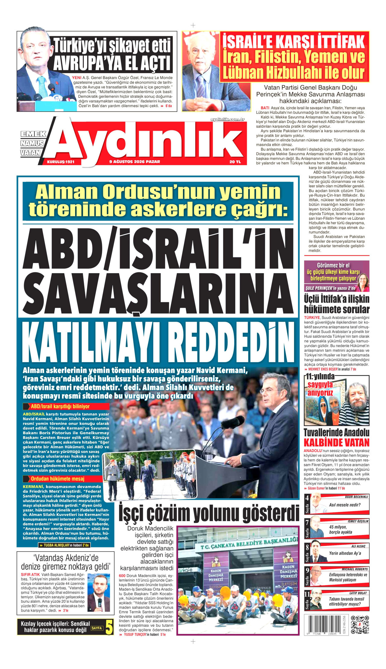 Aydınlık Gazetesi Manşet
